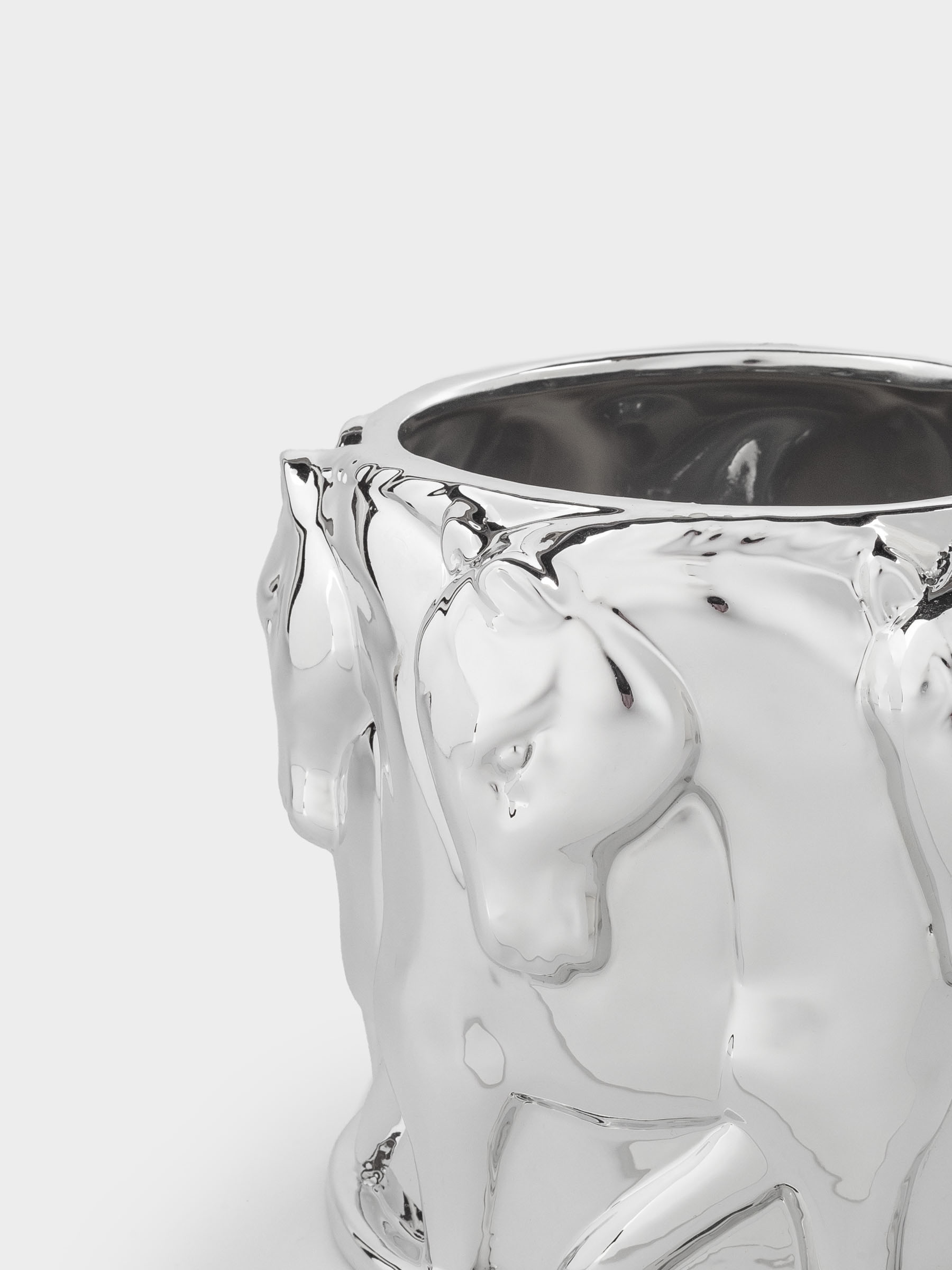 Кашпо, 13х14 см, фарфор P, серебристое, Лошади, Horse silver, image-2