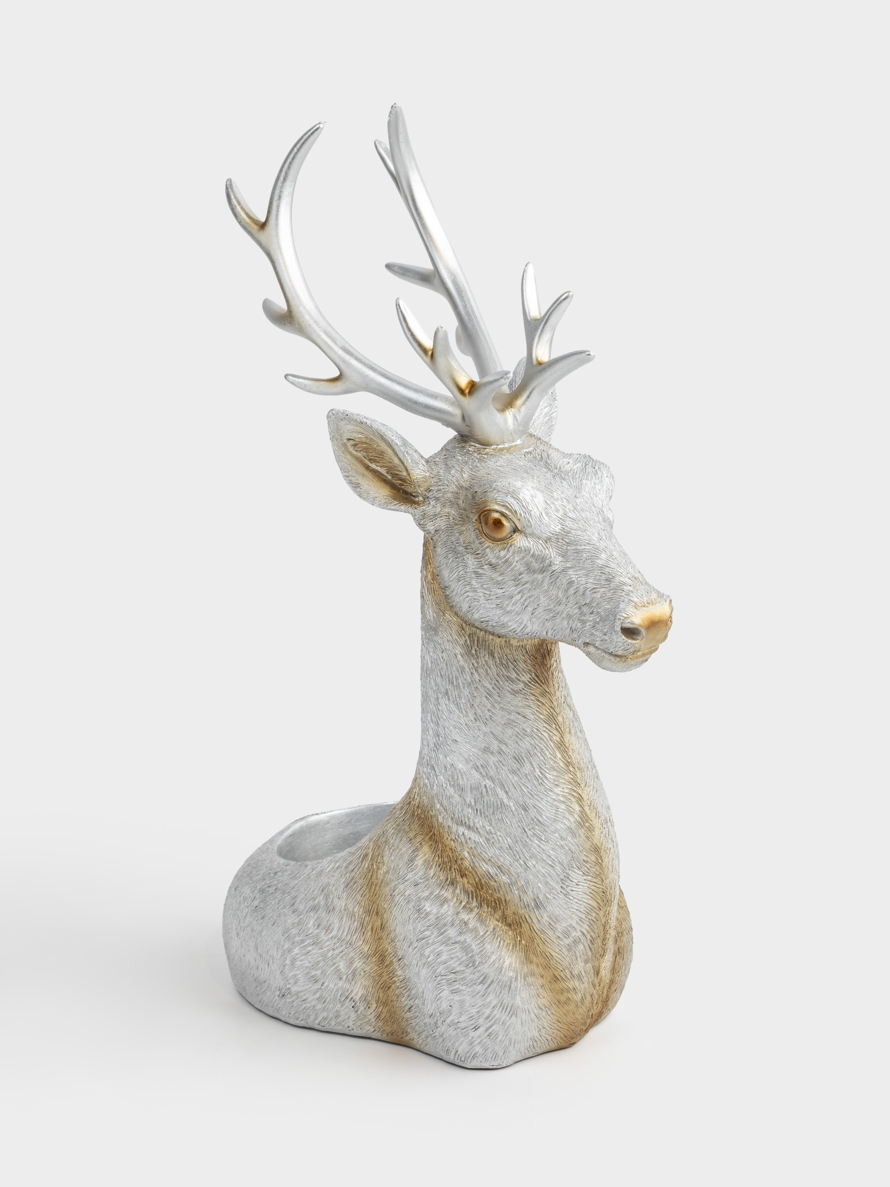Подставка для бутылки, 12х33 см, полирезин, серебристая, Олень, Arctic deer, image-0