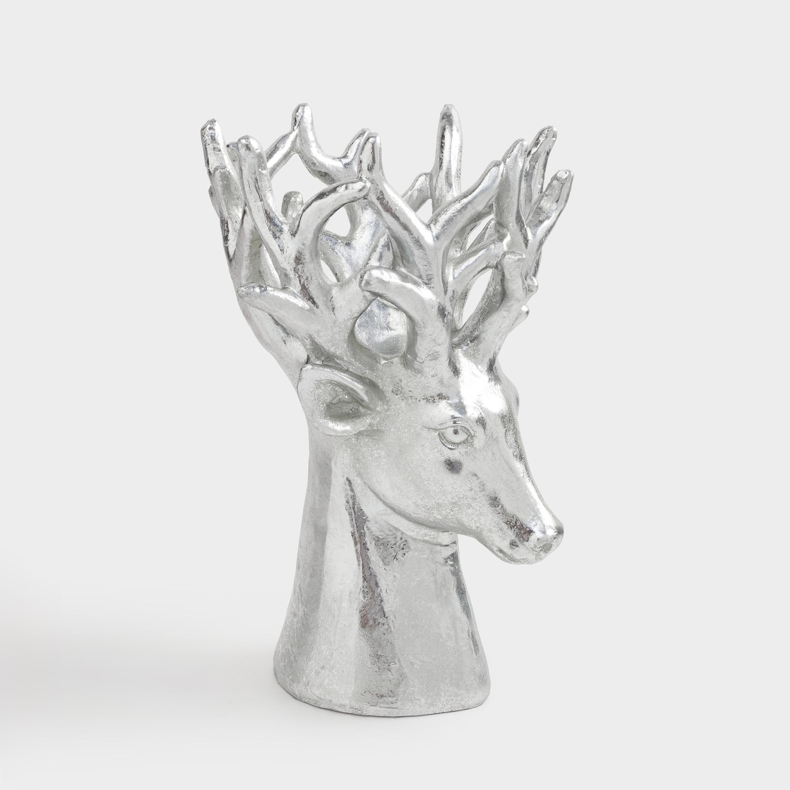 Ваза декоративная, 30 см, полирезин, серебристая, Голова оленя, Deer sparks, image-4