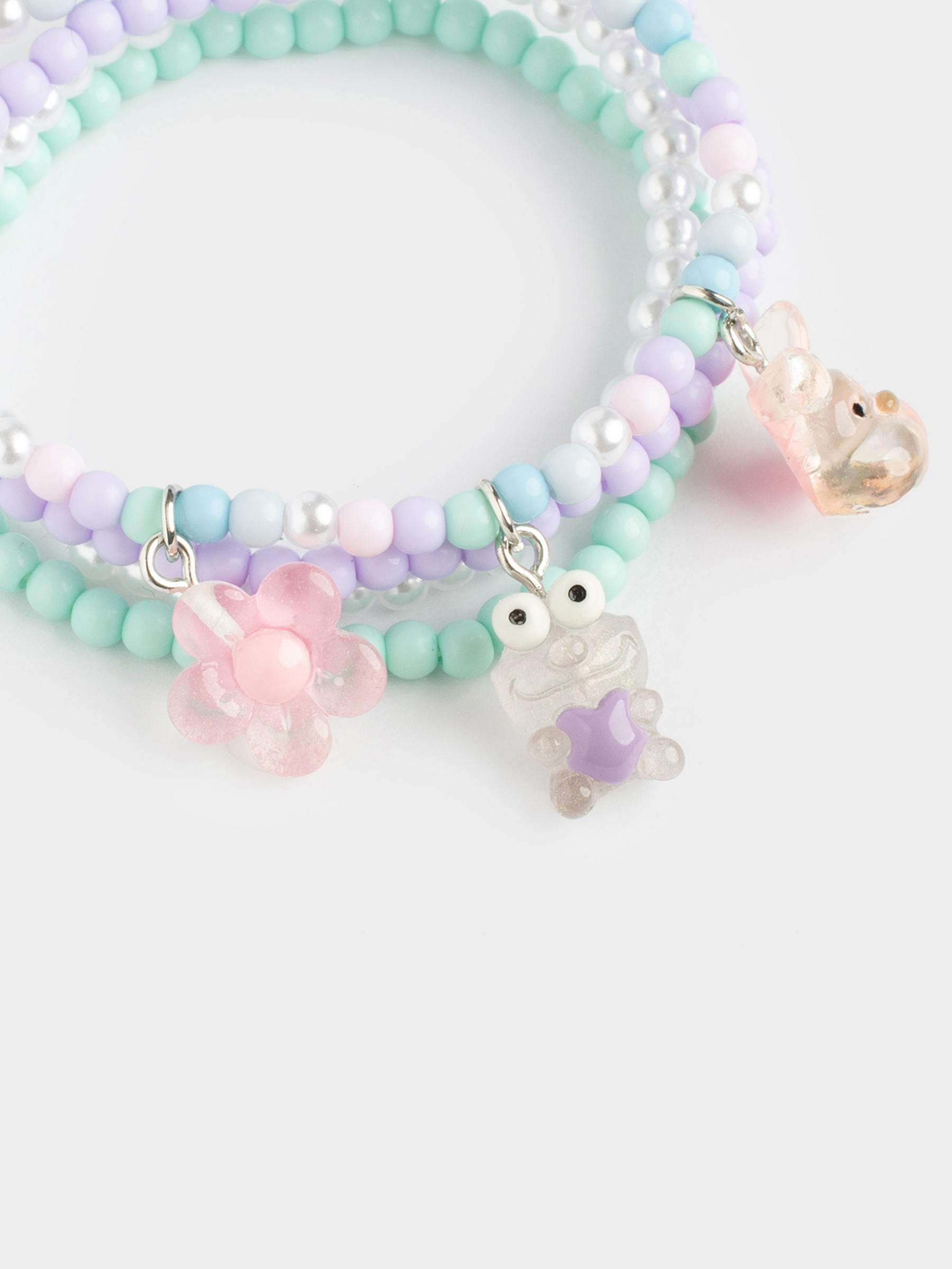 Набор браслетов, 18 см, 4 шт, детский, пластик, цветной, Pearl color, image-4