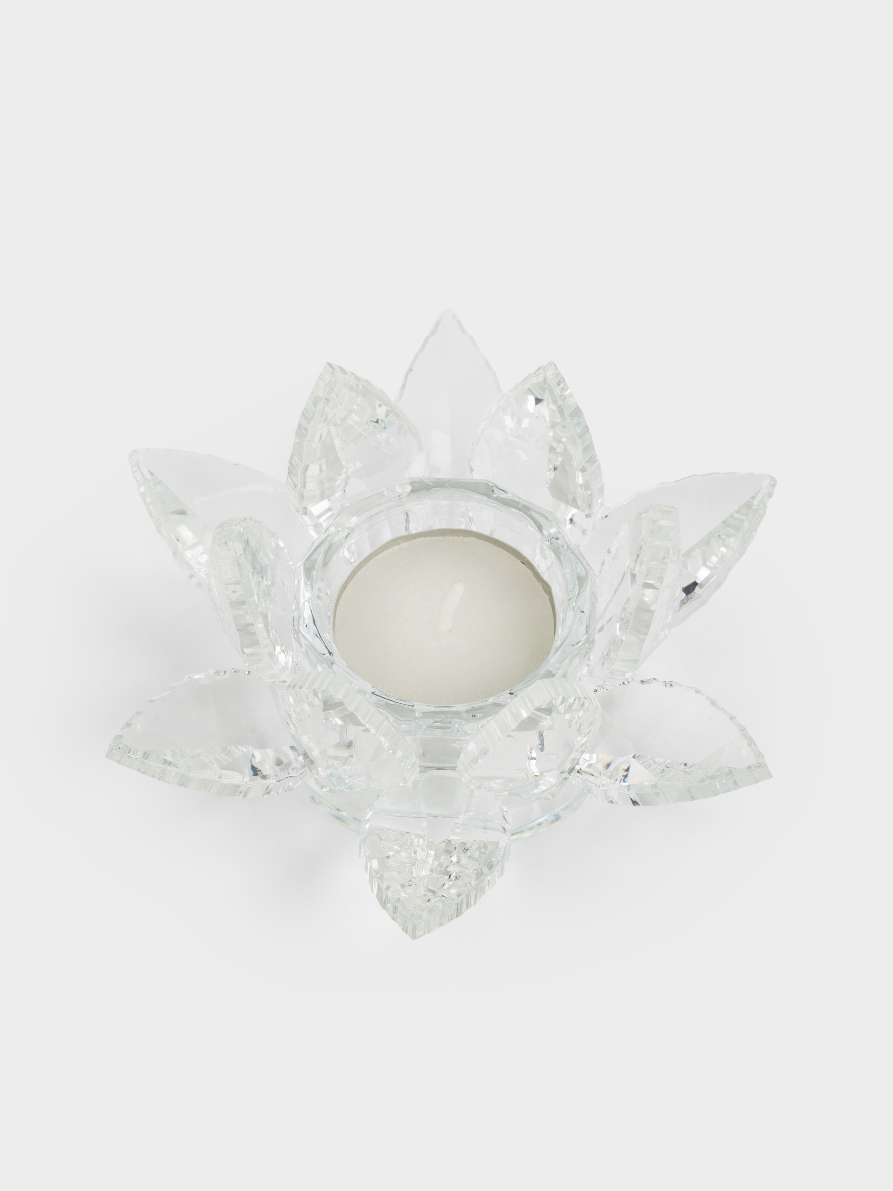 Шам ұстағыш, 13 см, шай шамына арналған, хрусталь шыны, Лотос, Crystal flower, image-3