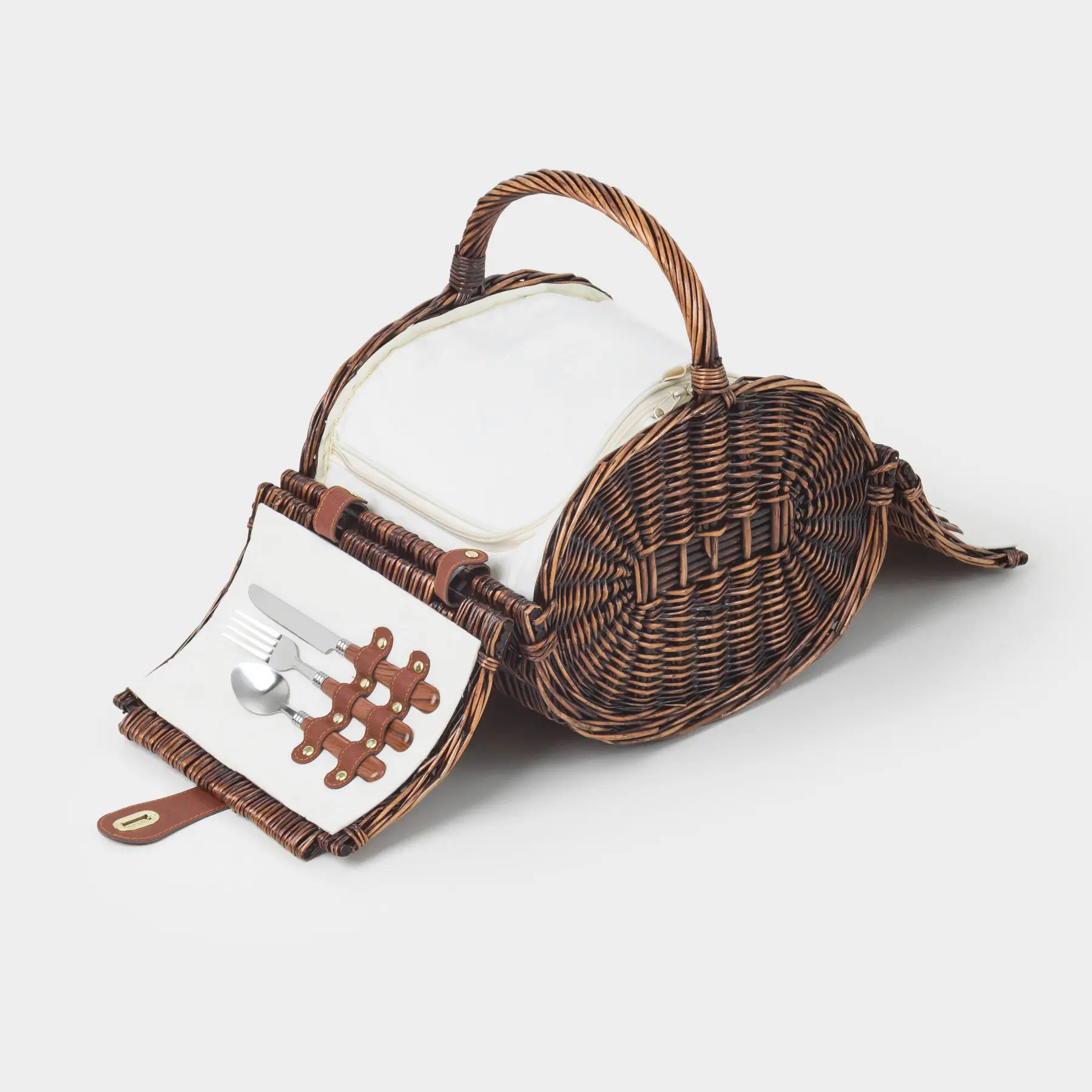 Пикник себеті, 36х28 см, 2 адам, 12 зат, жүзім, дөңгелек, қоңыр, Picnic