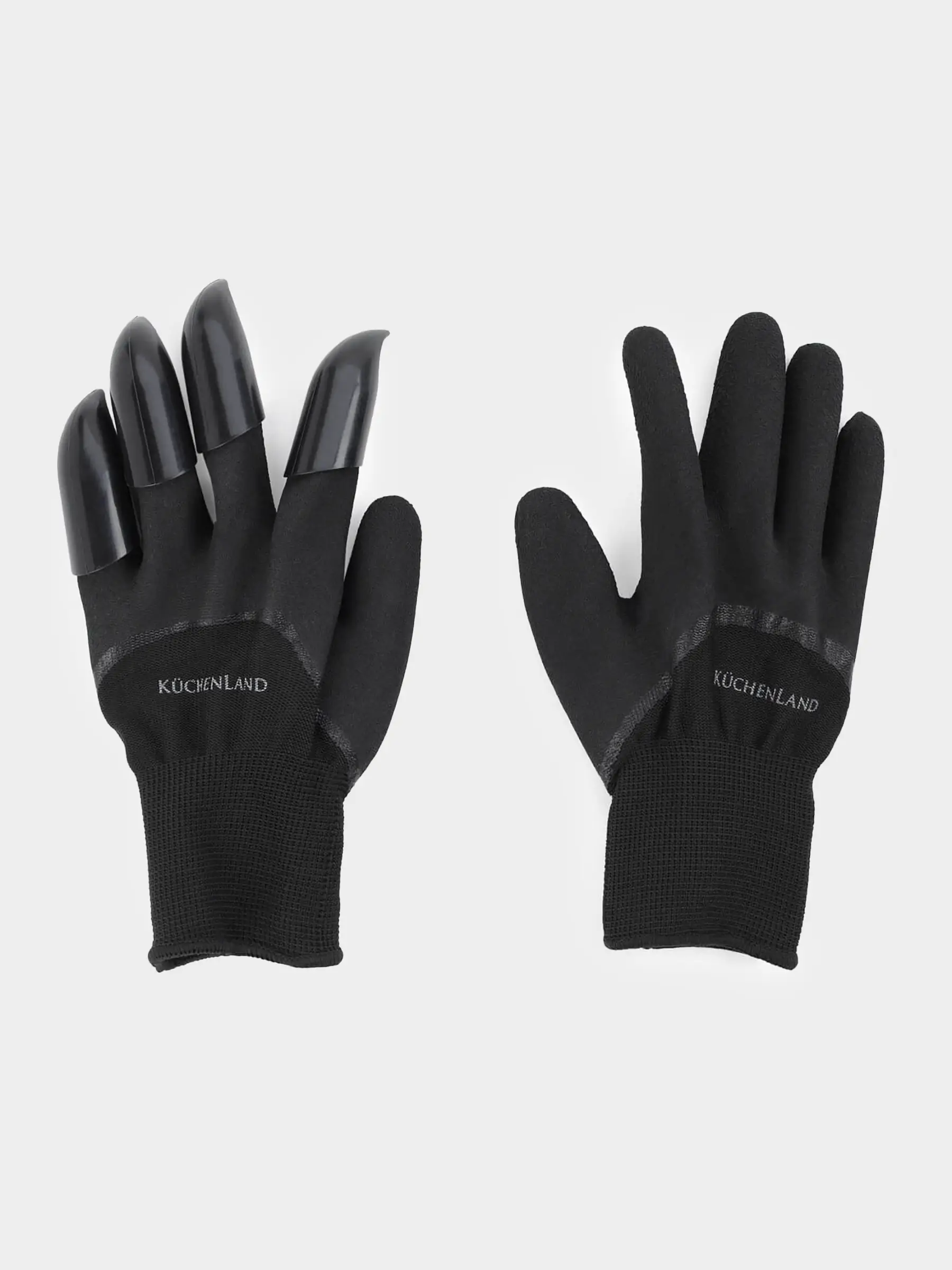 Бау-бақша қолғаптары, тырнақтары бар, полиэстер/латекс, қара, Gardening, image-0