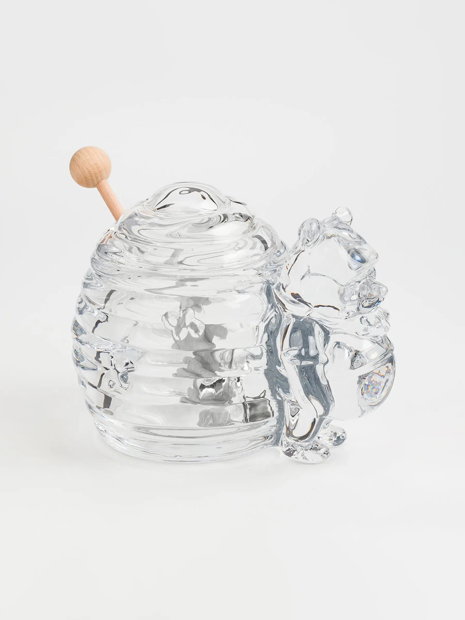 Банка для меда, 270 мл, с ложкой, стекло/дерево, Медведь, Honey