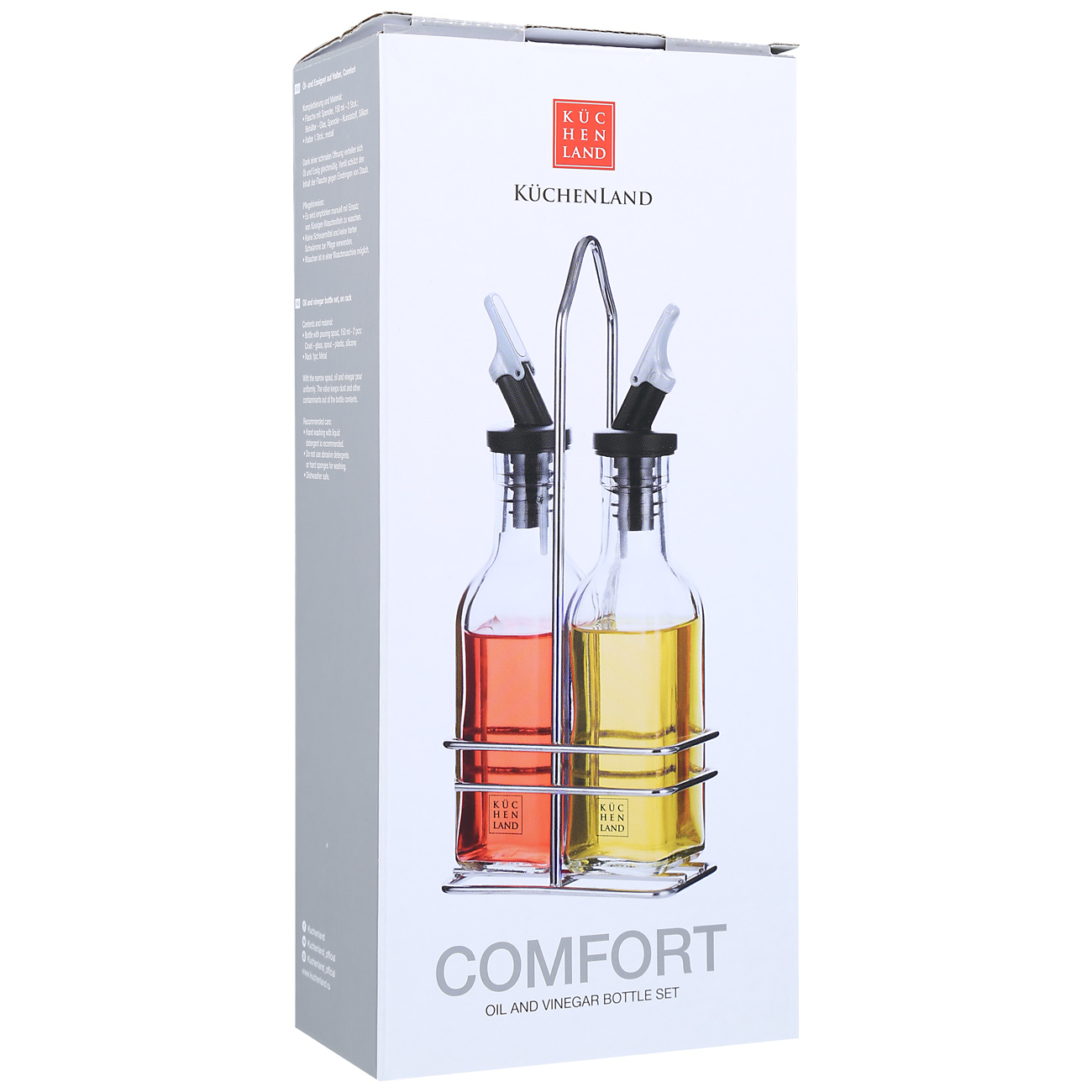Набор для масла и уксуса, 150 мл, 2 шт, на подставке, стекло/металл, Comfort, image-3