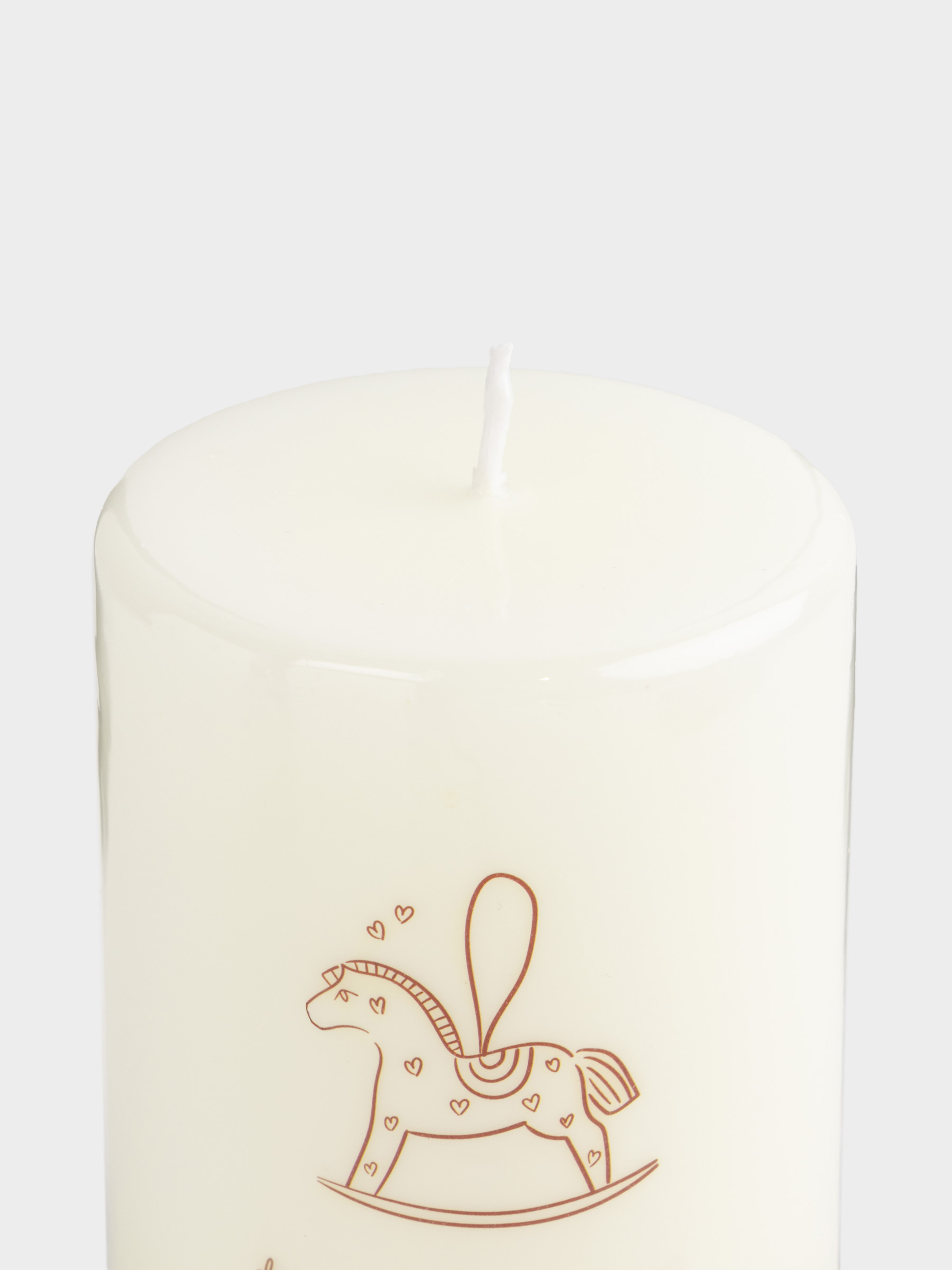 Шам, 7х9 см, цилиндрлік, сүт түстес, Жылқы, Antique horse, image-3