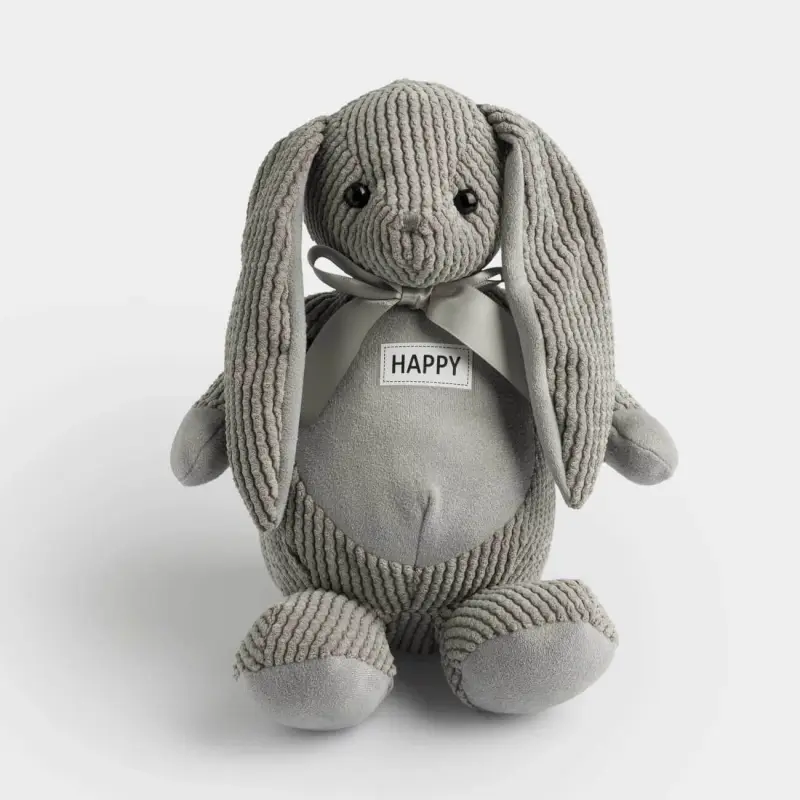 Игрушка, 21 см, мягкая, полиэстер, серая, Зайка с бантиком, Rabbit, image-0
