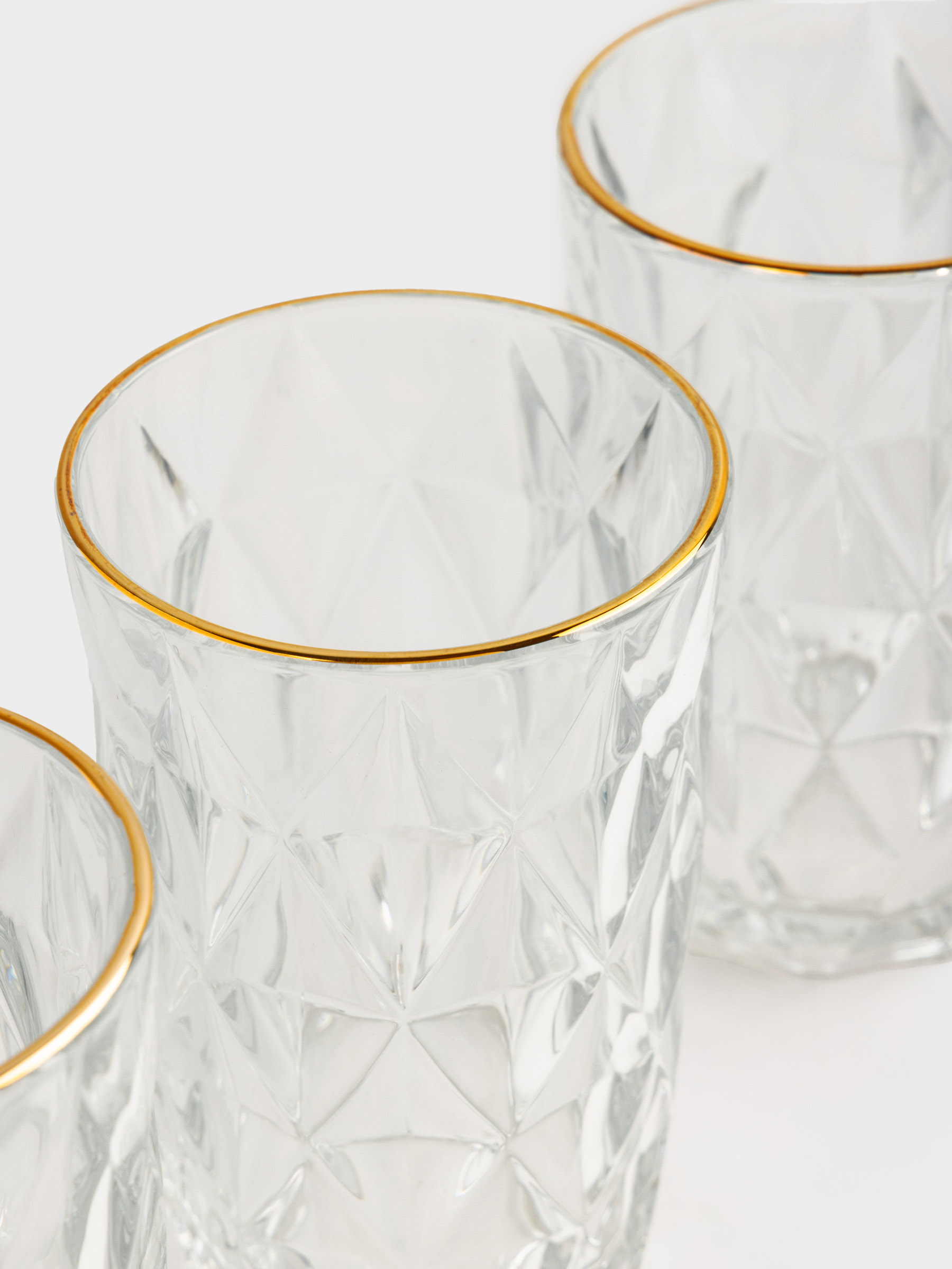 Стақан, 13 см, 340 мл, 6 дана, шыны Р, алтын жиегі бар, Rhomb gold, image-3