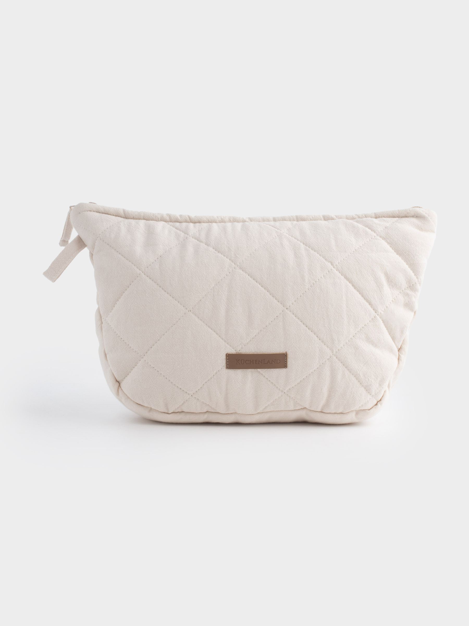 Косметикалық сөмке, 32х18 см, сырылған, мақта, сарғылт-қоңыр, Stitch cotton, image-0