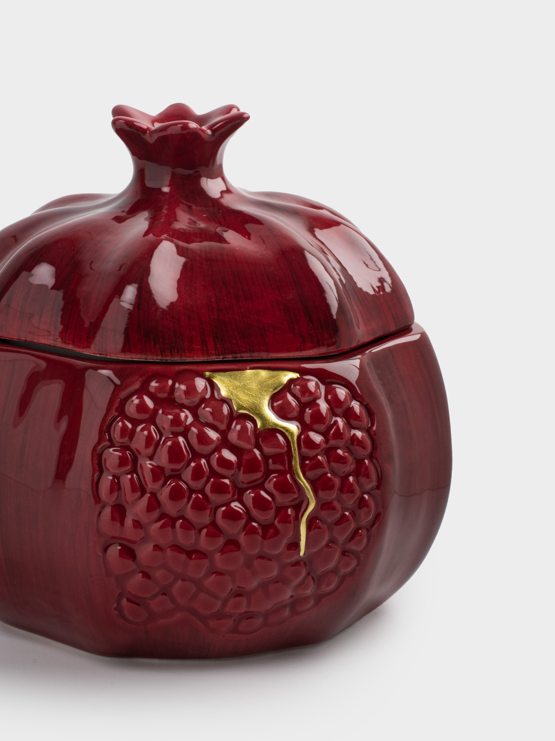 Сақтау ыдысы, 15х15 см, 1,2 л, керамика, қою қызыл, Анар, Pomegranate, image-1