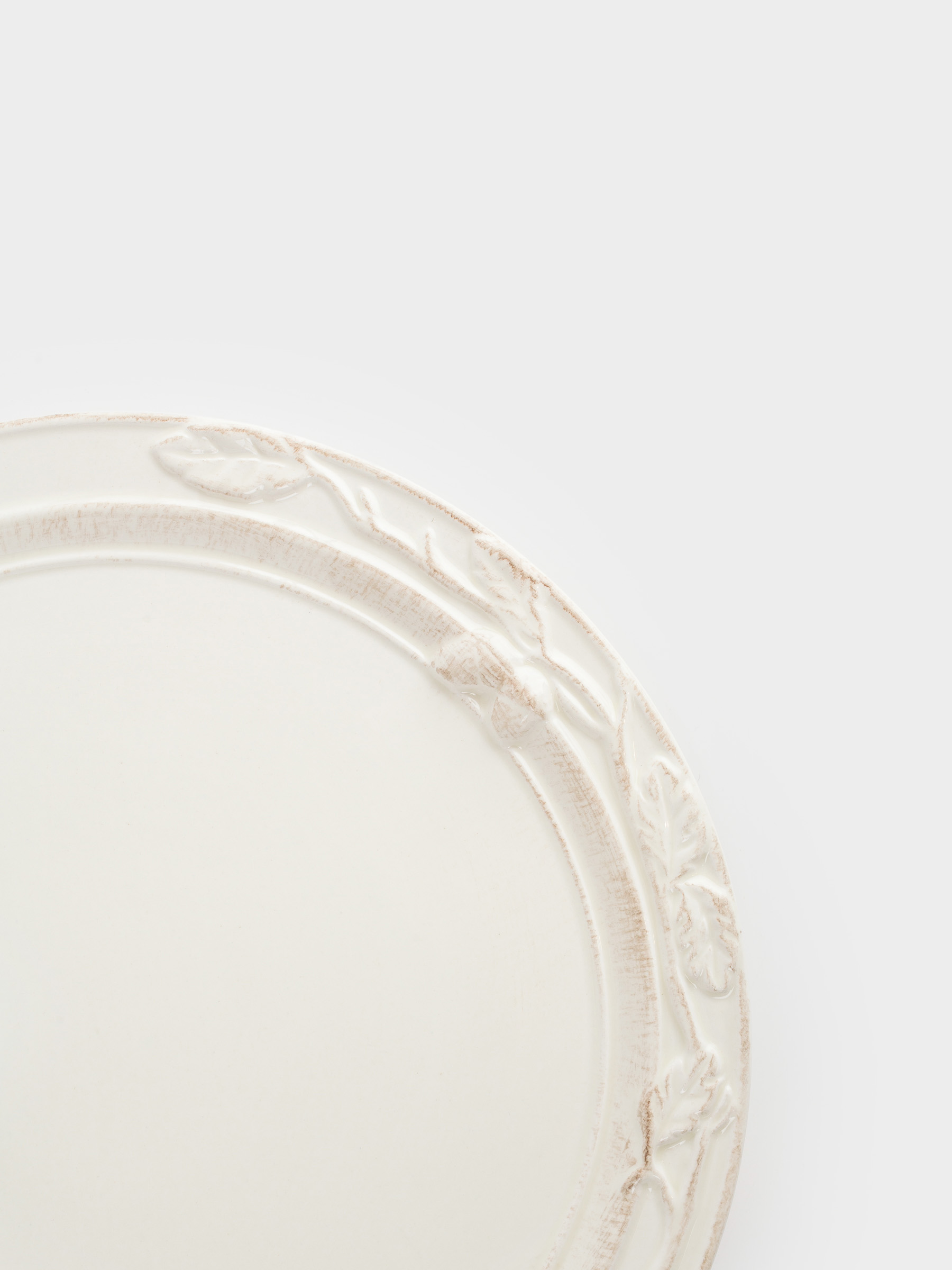 Блюдо, 26 см, керамика, белое, Ветви с листьями, Antique, image-1