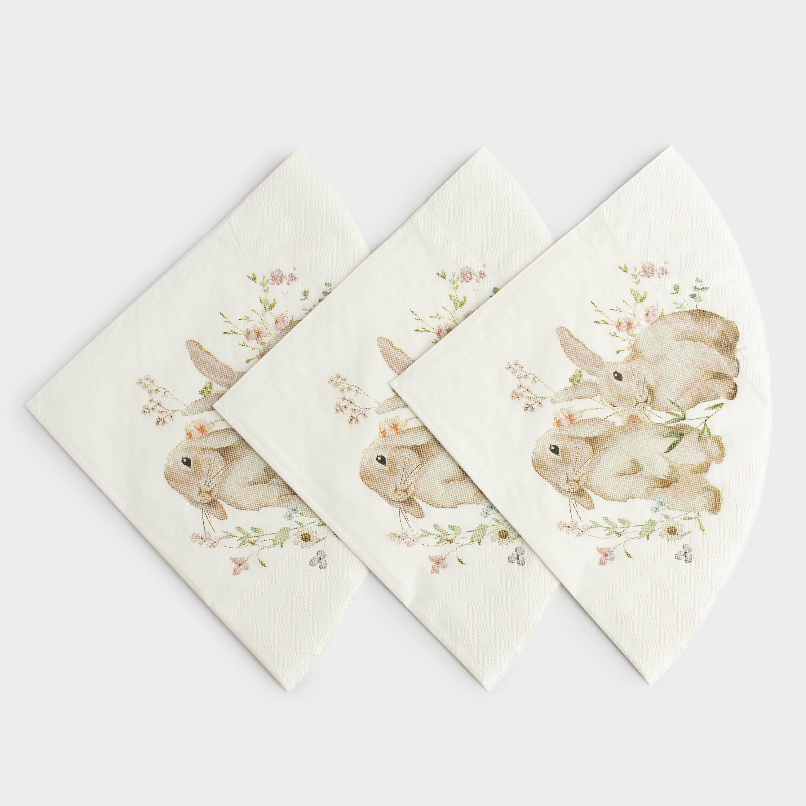 Қағаз майлықтар, 33х33 см, 20 дана, дөңгелек, ақ, Қояндар мен гүлдер, Natural Easter, image-2