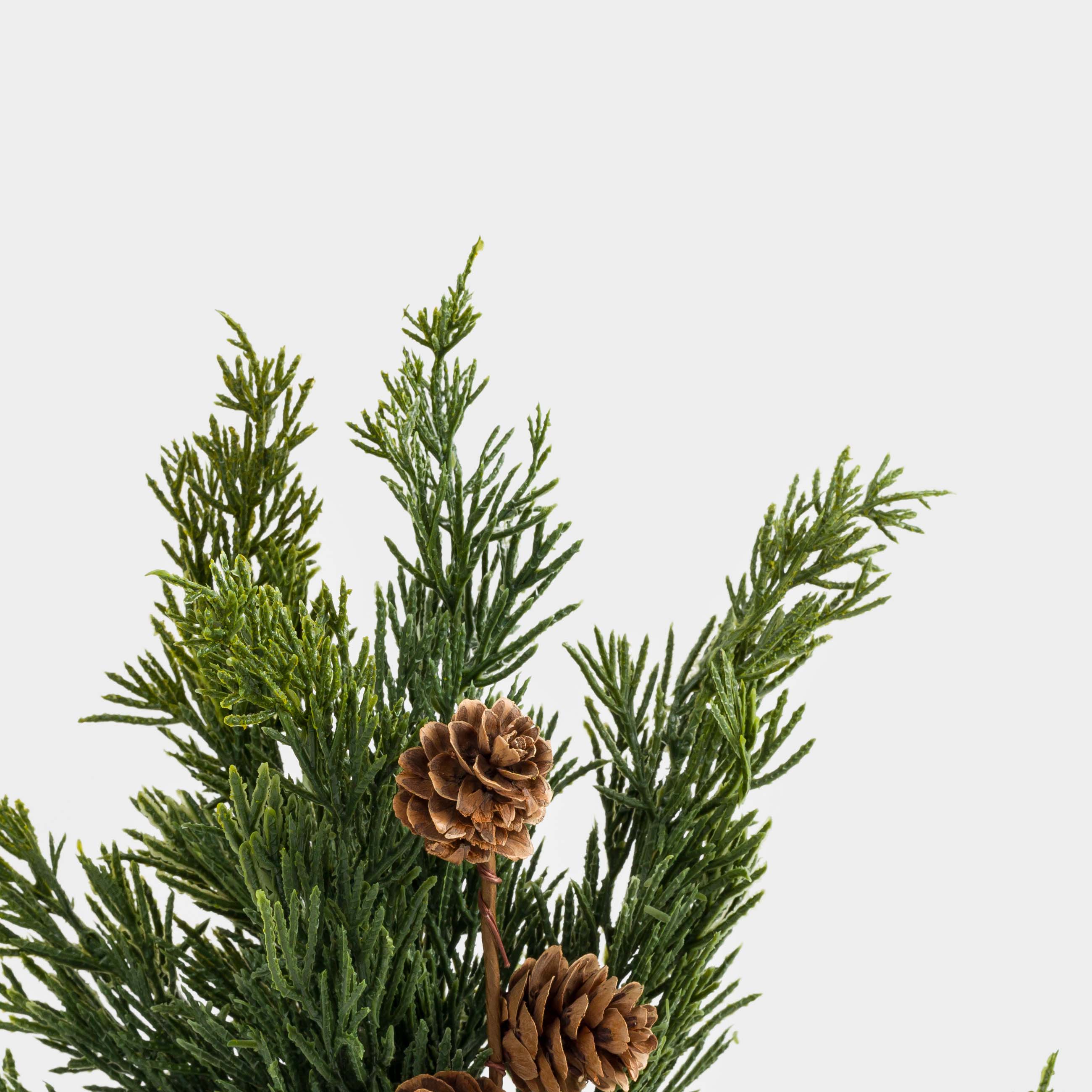 Ветка декоративная, 42 см, полиэтилен/металл, Хвоя с шишками, Conifer decor, image-1
