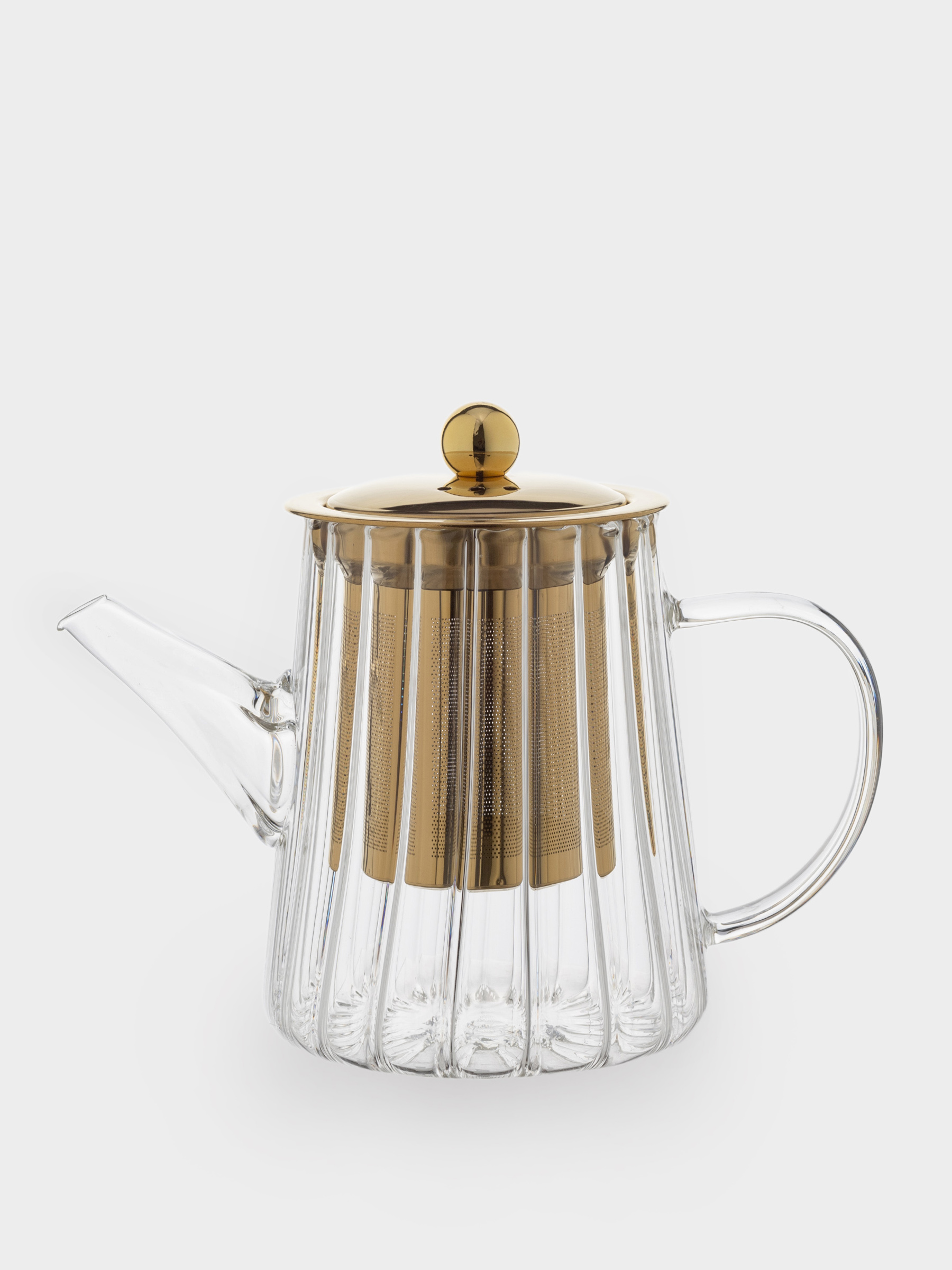 Чайник заварочный, 600 мл, стекло Б/сталь, золотистый, Camellia gold