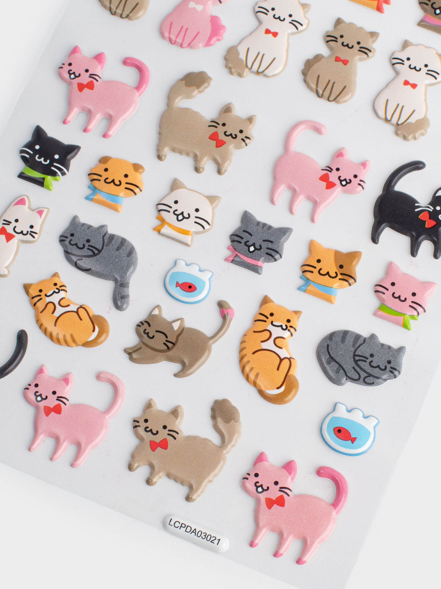 Набор наклеек, 19х10 см, 40 шт, одноразовые, ПВХ, Котики, Cat, image-3