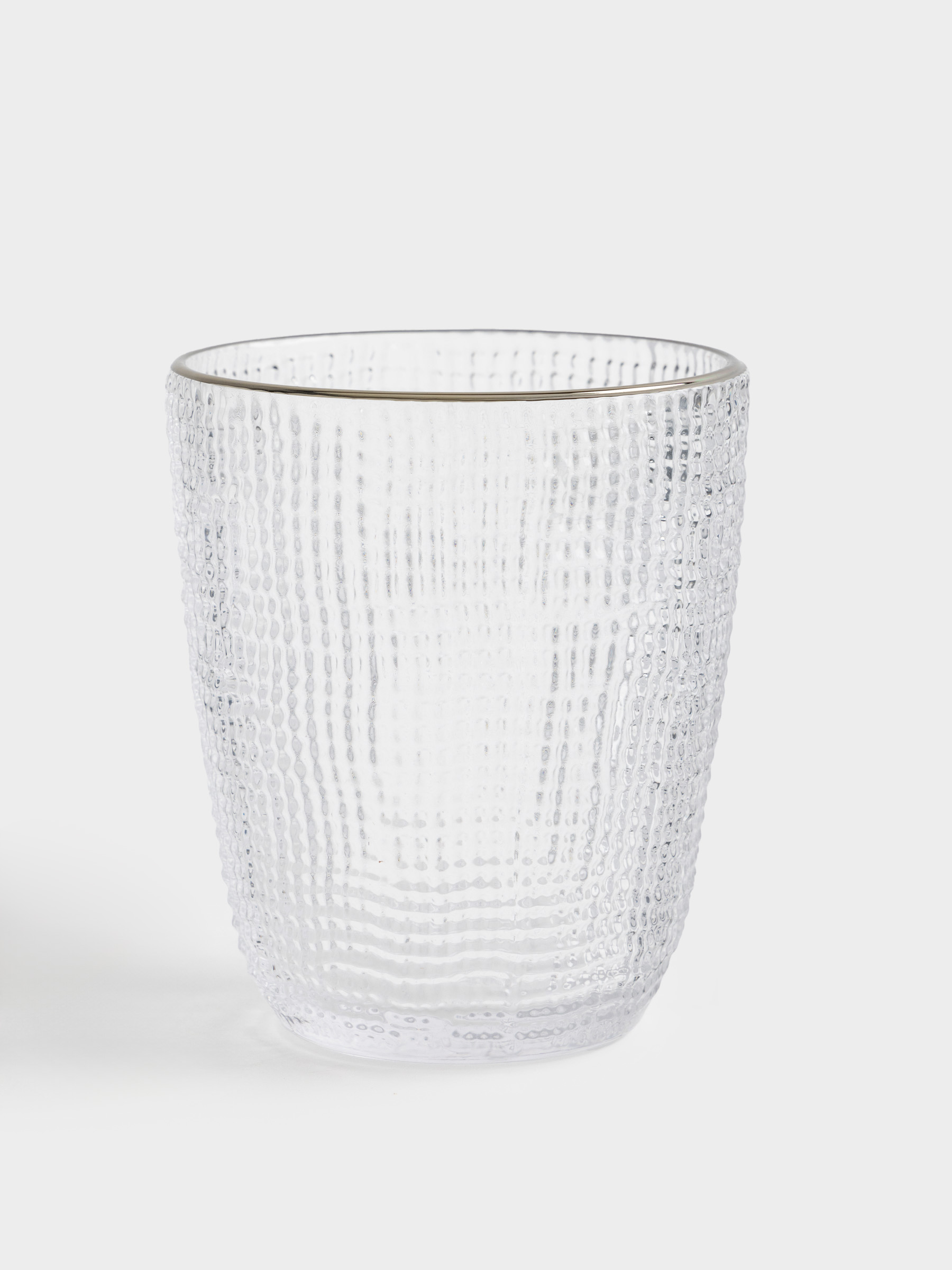 Стакан, 10 см, 320 мл, стекло Р, с серебристым кантом, Grain silver, image-0