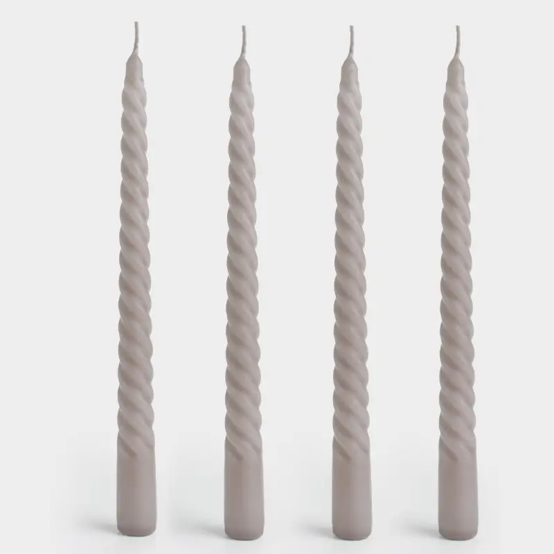 Свеча, 25 см, 4 шт, тонкая, серая, Спираль, Spiral shape ,image-0