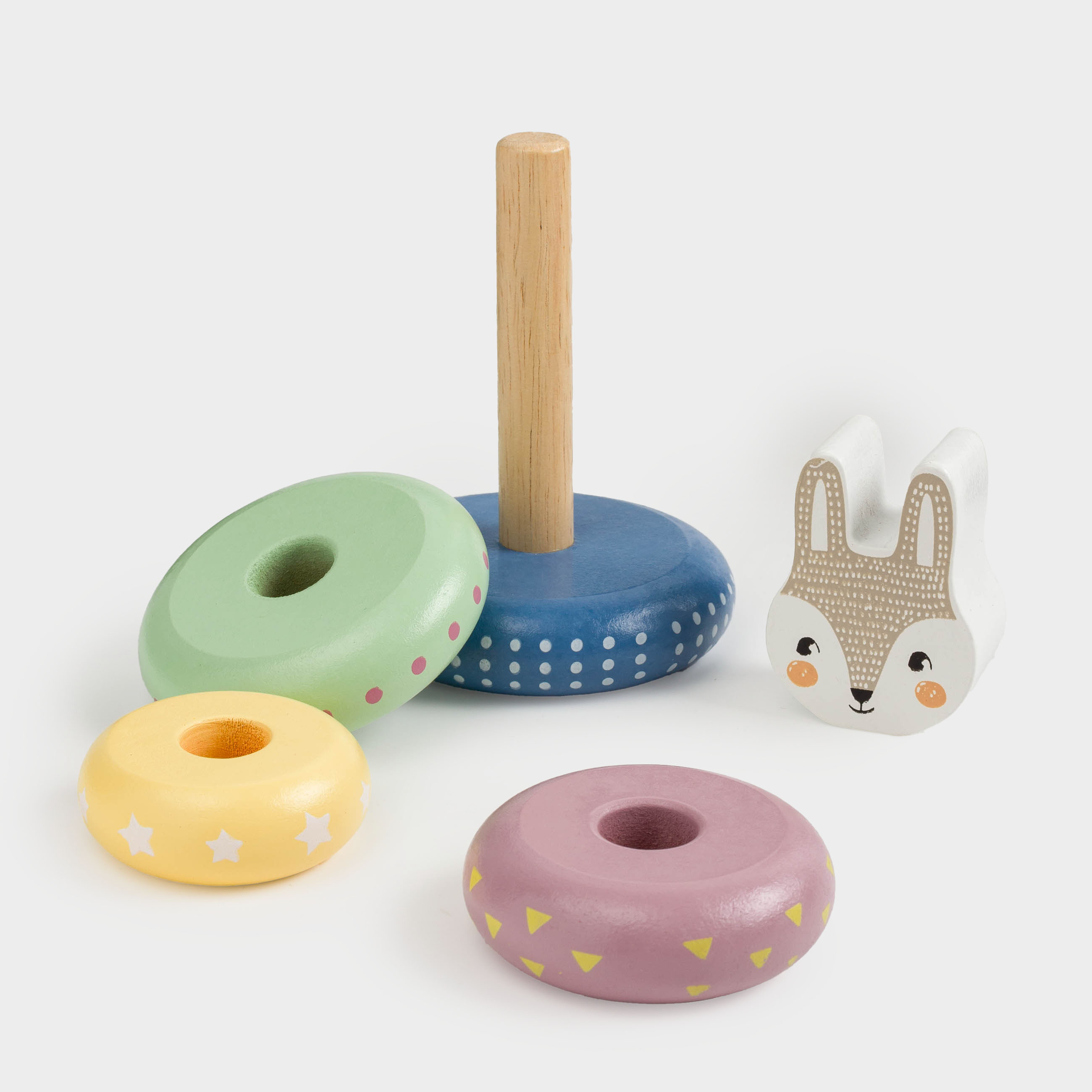 Игрушка развивающая, 14 см, дерево, Пирамидка кролик, Kiddy, image-3