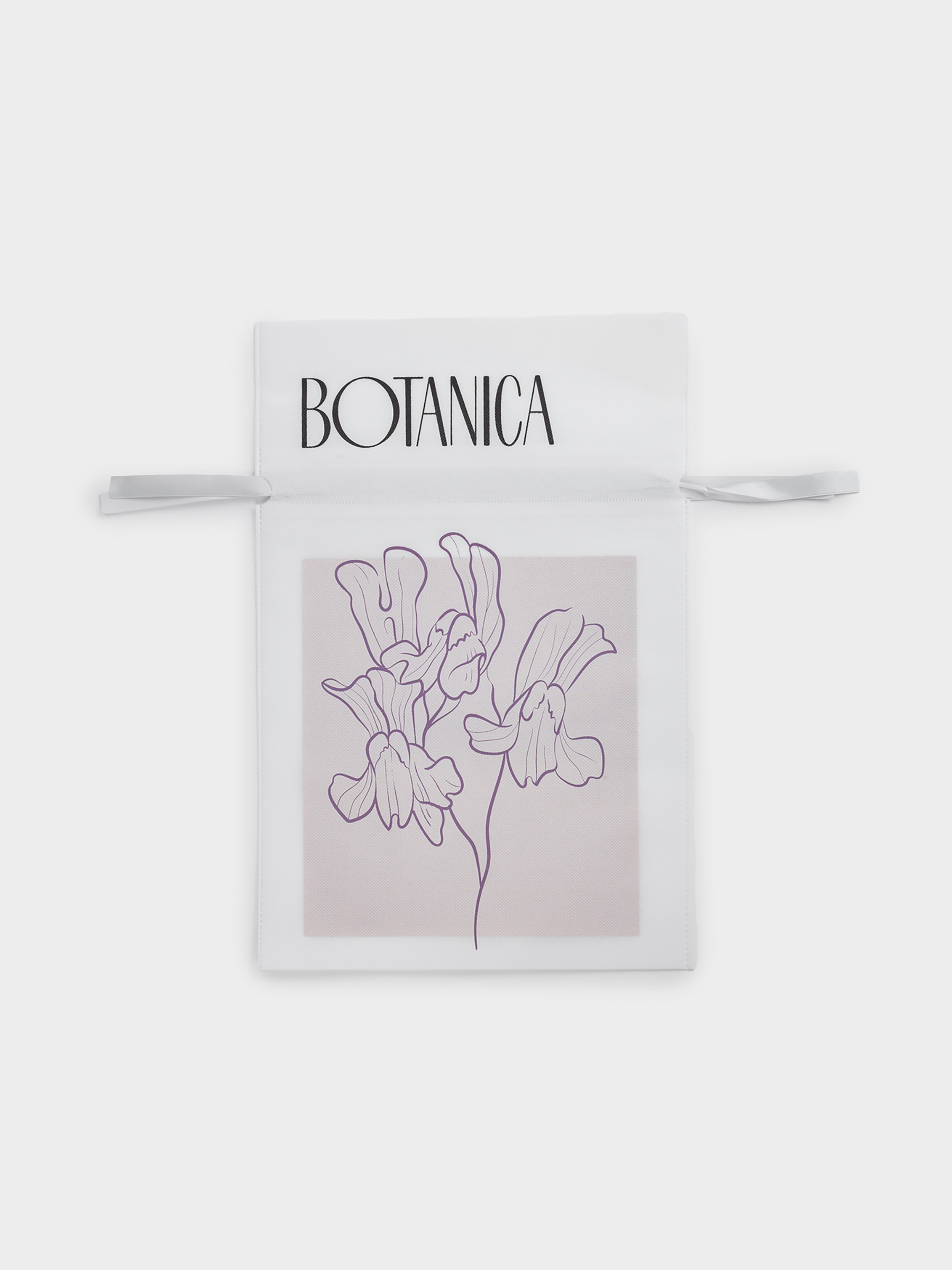 Мешок подарочный, 30х45 см, с завязками, полипропилен, белый, Цветок, Botanica, image-0