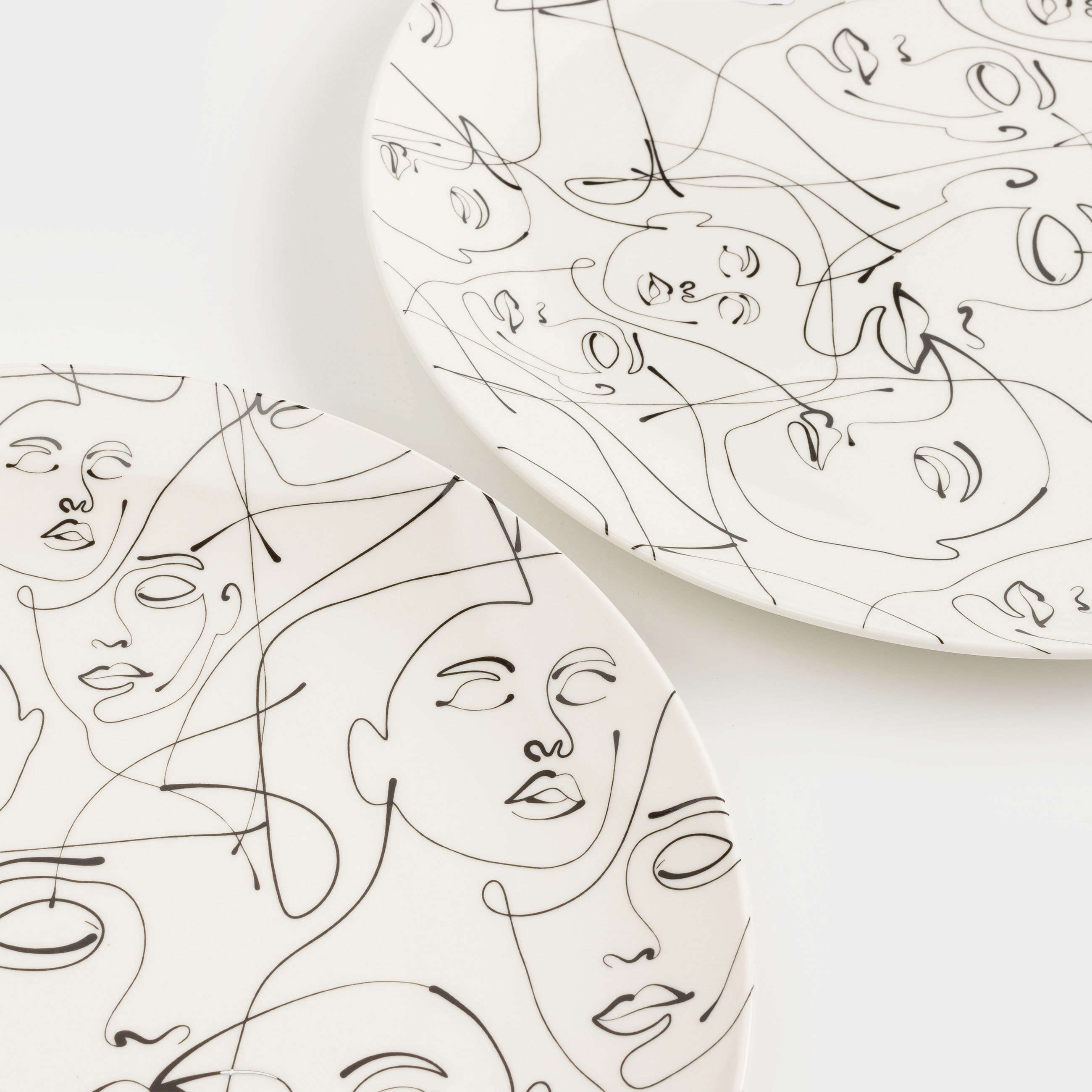 Тарелка обеденная, 27 см, 2 шт, фарфор N, молочная, Абстрактные лица, Face, image-4