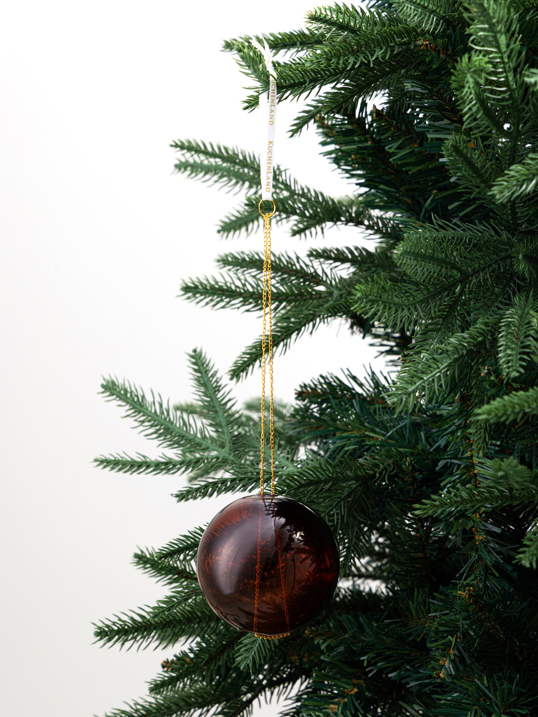 Шырша ойыншығы, 8 см, шыны/металл, жасыл, Шынжырдағы шар, Ball christmas, image-2