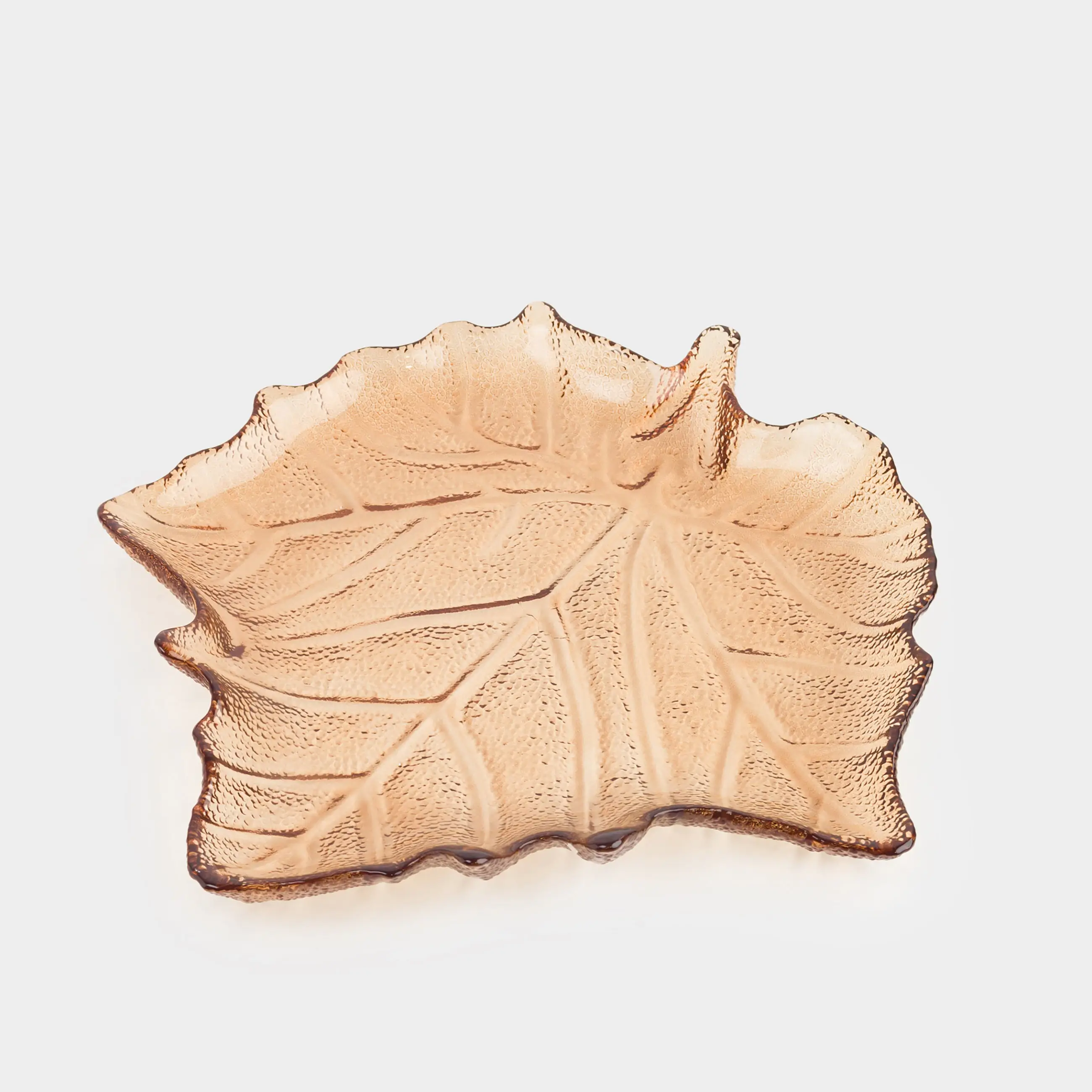 Ыдыс, 25х24х4см, шыны, қоңыр, Үйеңкі жапырағы, Leaves