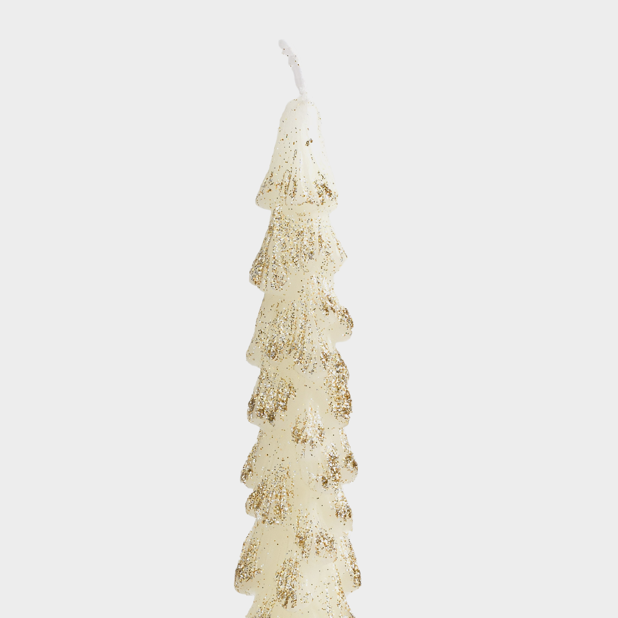 Свеча, 25 см, 2 шт, тонкая, с блестками, молочная, Ель, Fir candle, image-3