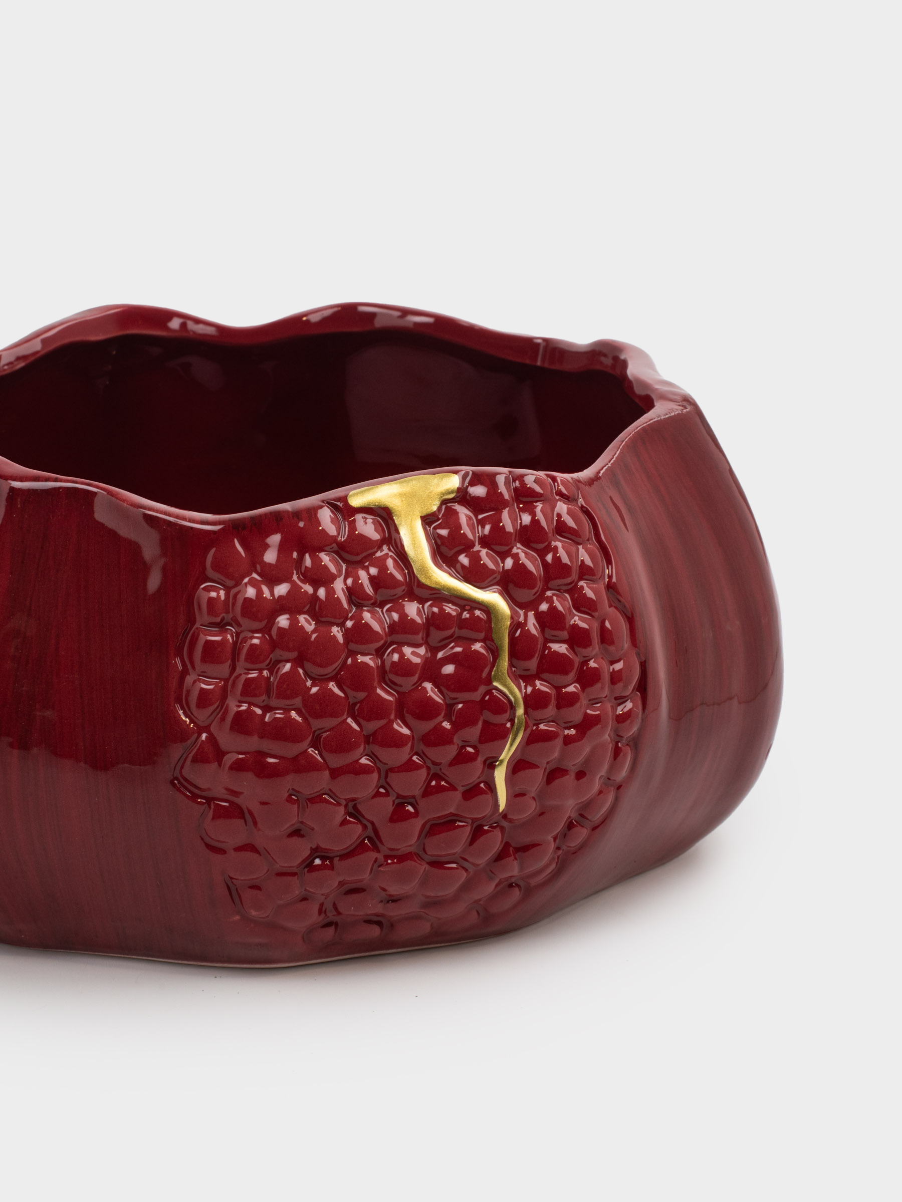 Жеміс вазасы, 25х18 см, керамика, қою қызыл, Анар, Pomegranate, image-1