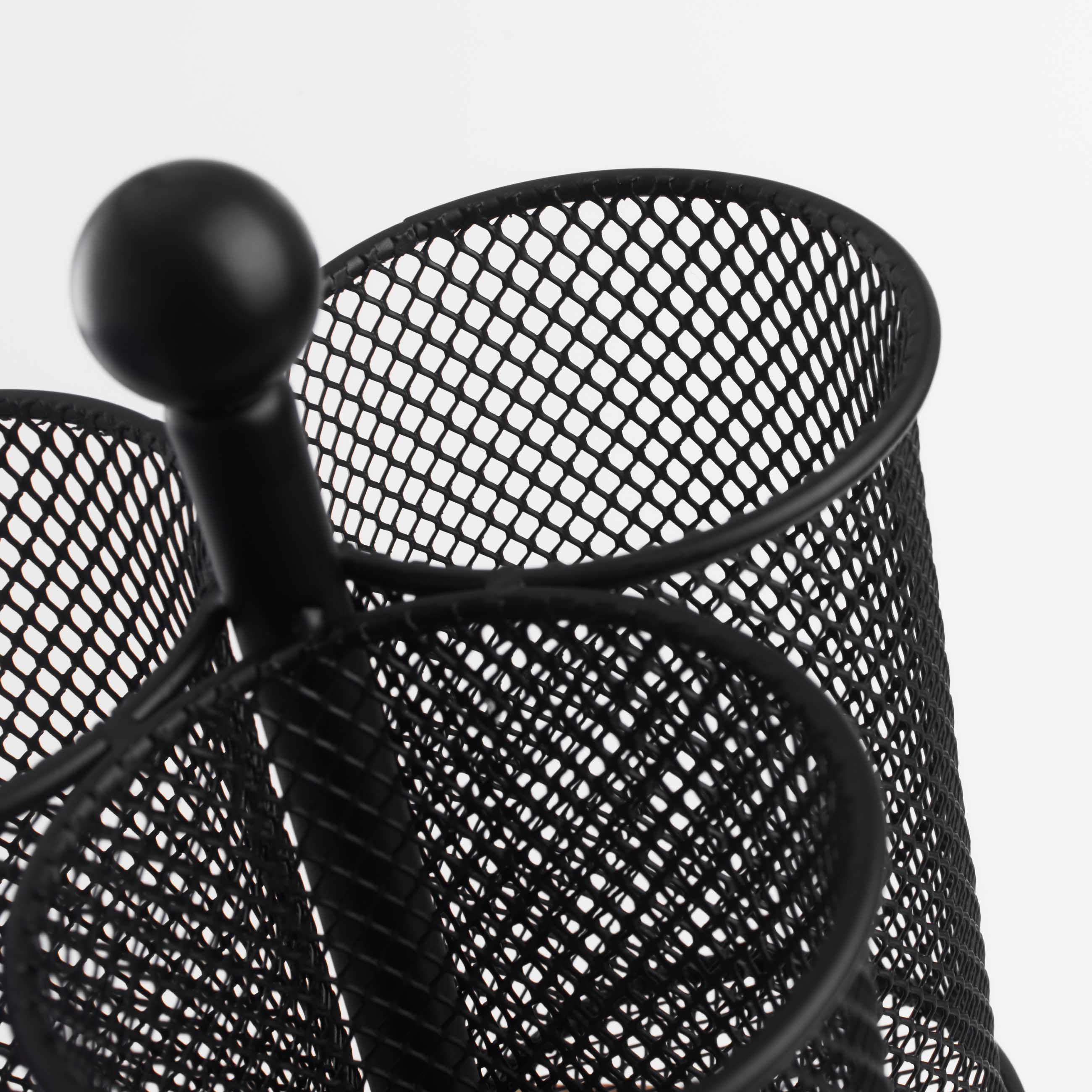 Ас үйге арналған стенд, 15 см, 3 бөлік, тұтқасы бар, металл / бамбук, Қара, X-Loft, image-4