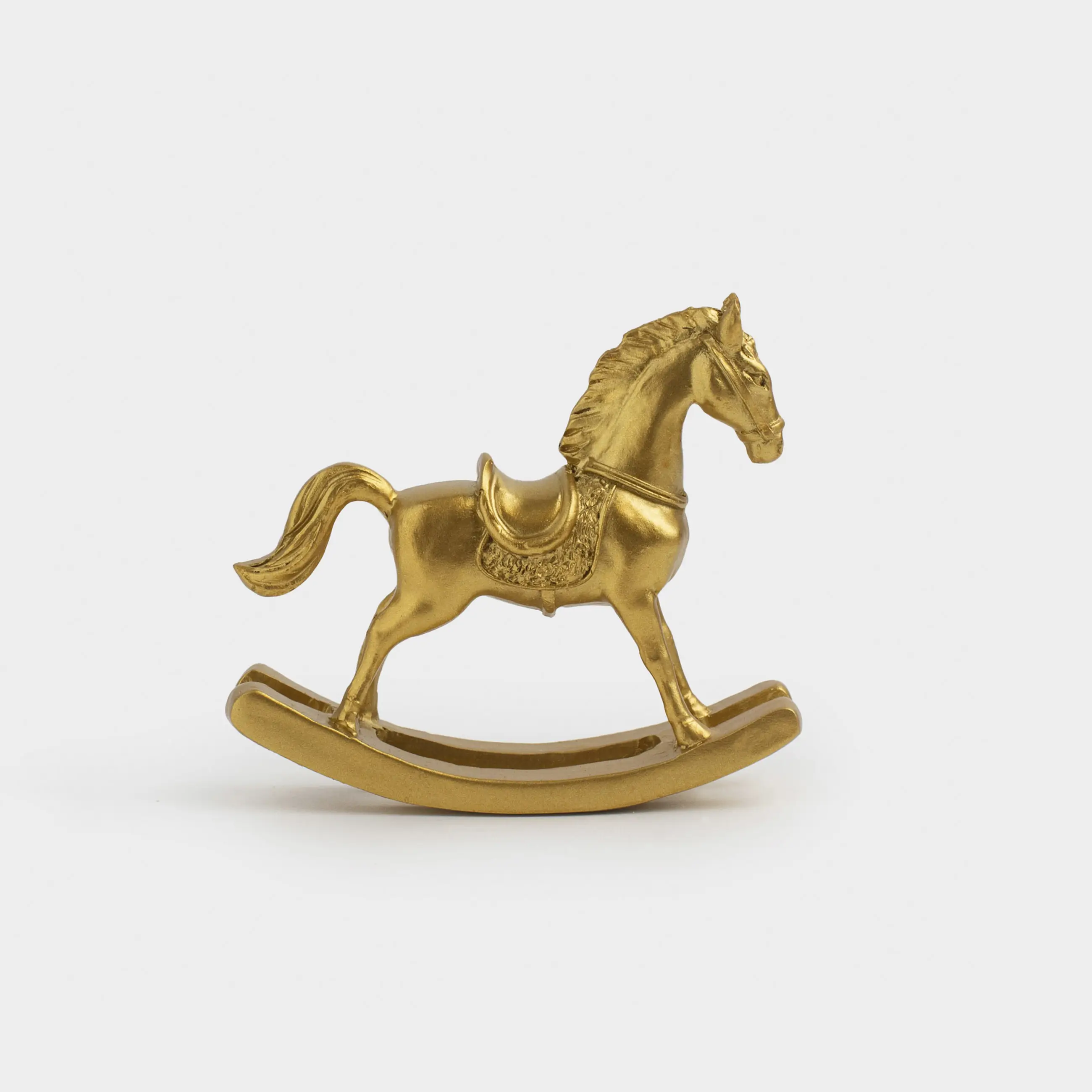 Мүсінше, 8 см, полирезин, алтын, Тербелетін ат, Horse gold