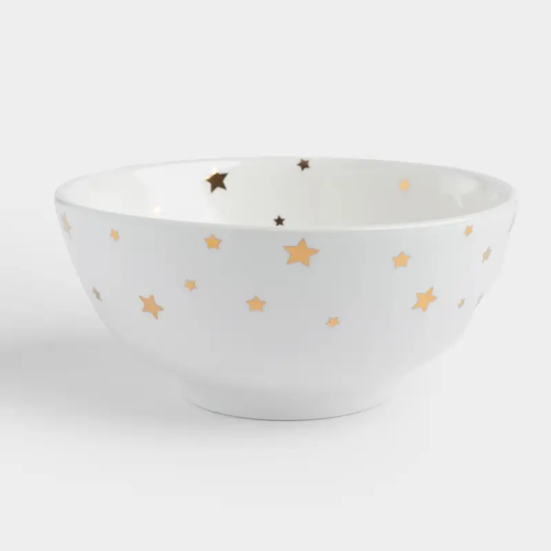 Салатник, 15х7 см, 600 мл, фарфор P, белый, Золотистые звезды, Starlight, image-0