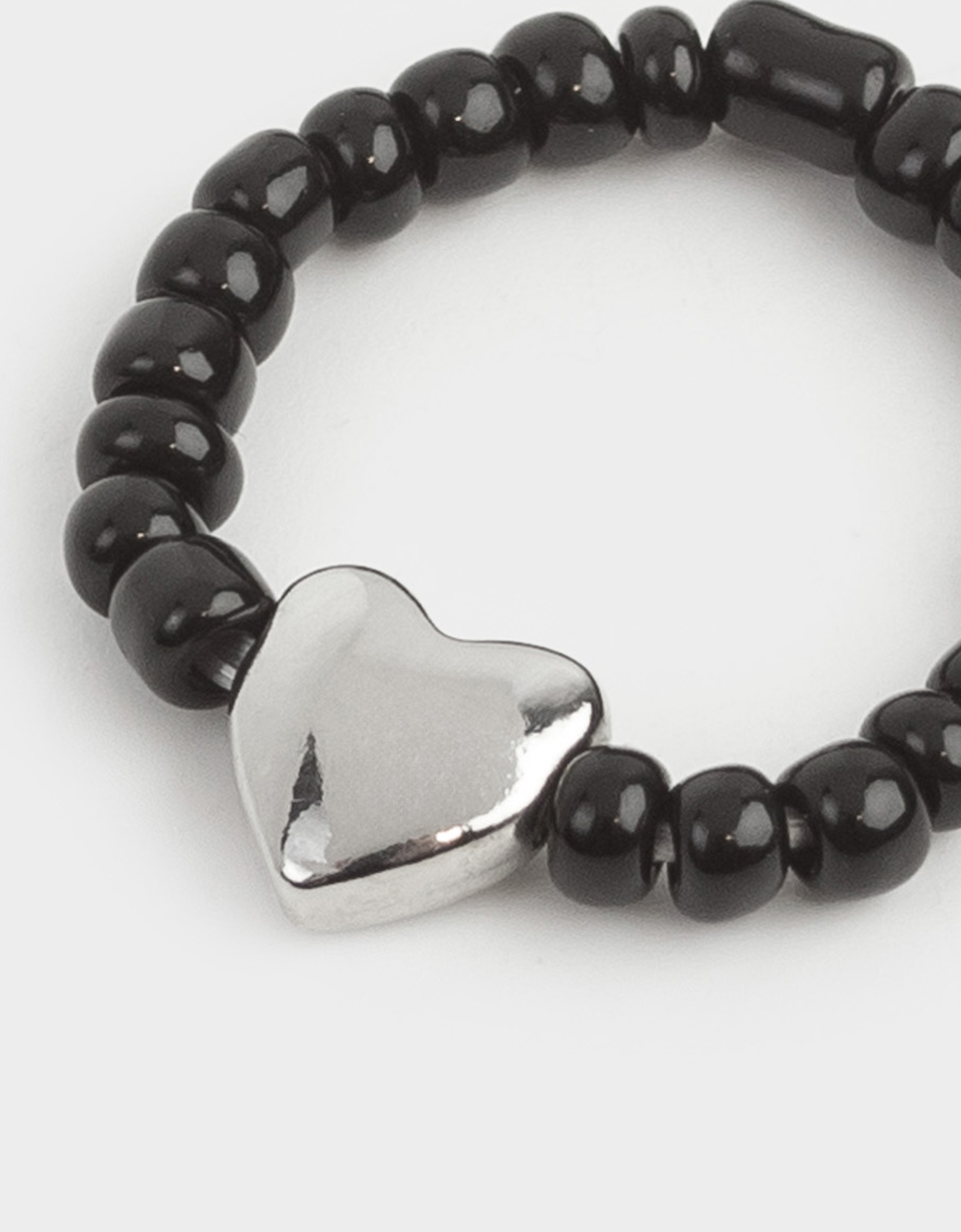 Кольцо, р. S-M, единый размер, стекло/металл, черное, Сердце, Jewelry black, image-4