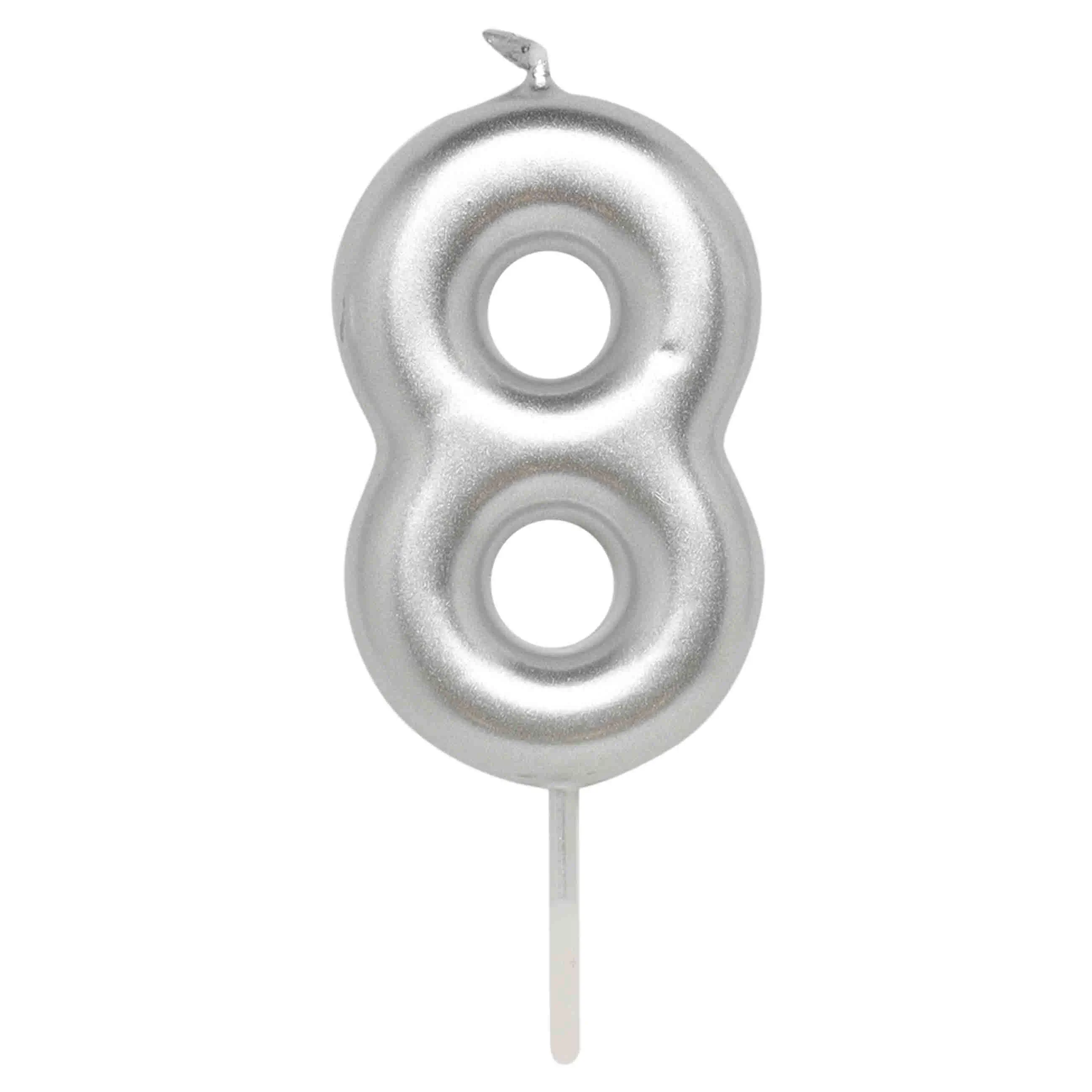 Свеча для торта, 8 см, серебристая, Цифра 8, Birthday party, image-0
