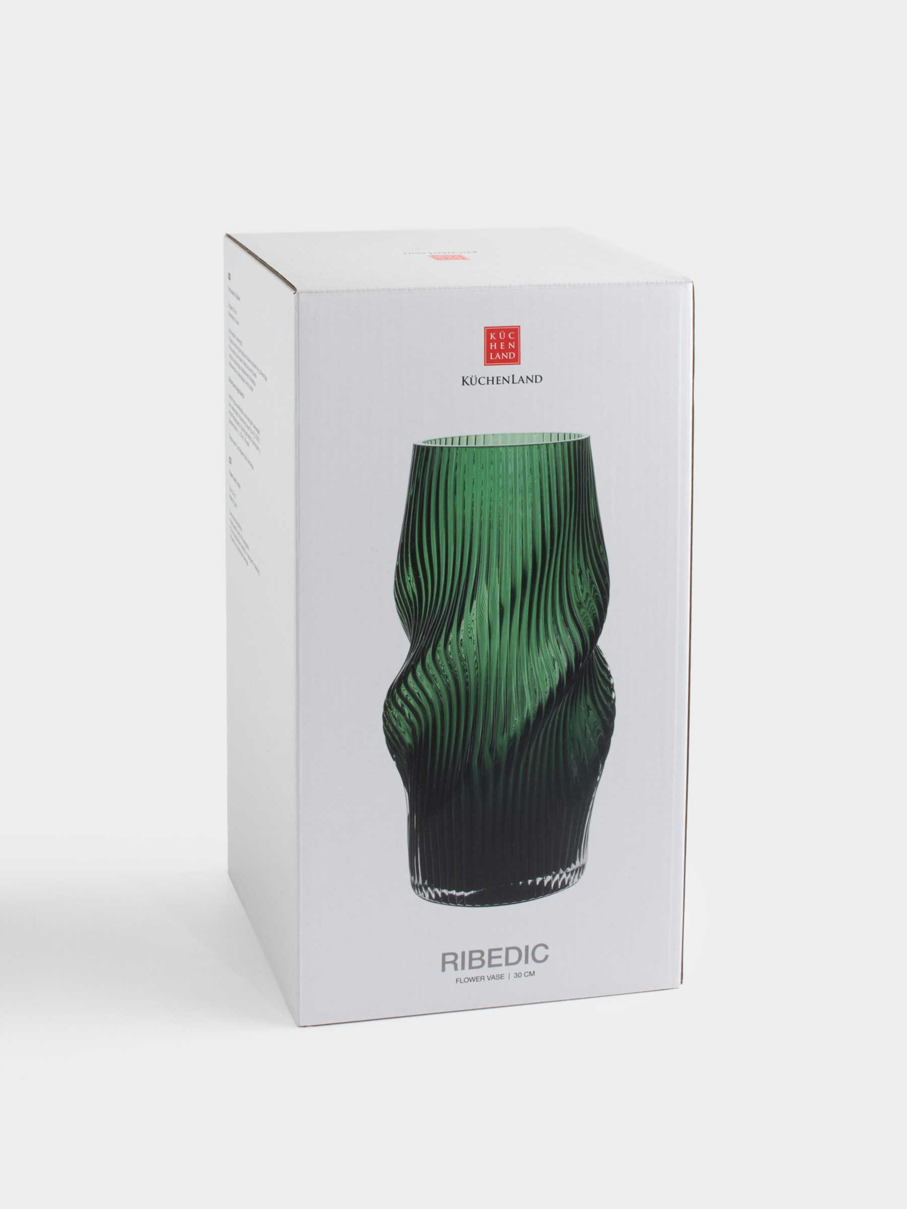 Ваза для цветов, 30 см, стекло, зеленая, Вихрь, Ribedic, image-4