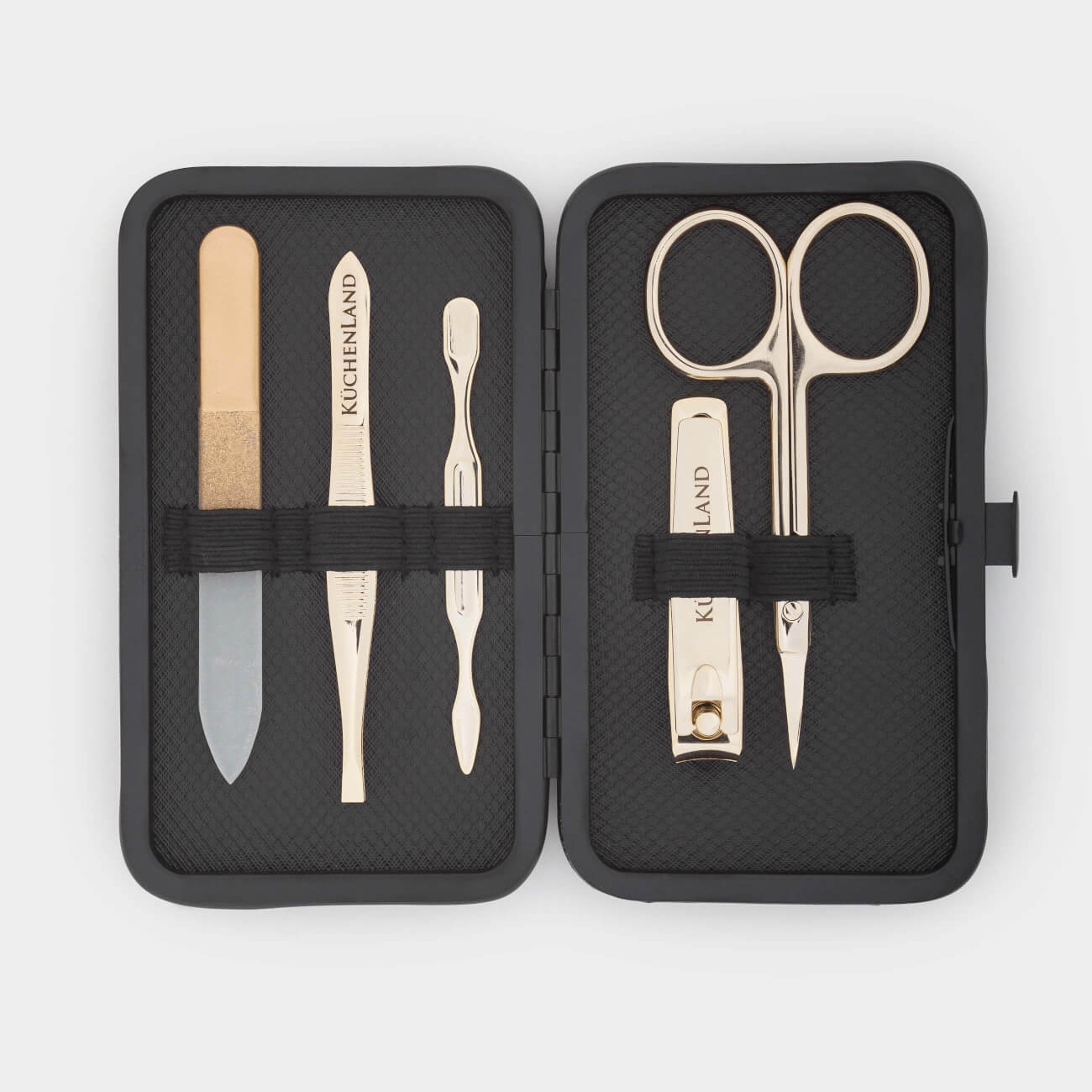 Маникюр жиынтығы, 5 зат, болат, алтын, Manicure gold, image-0