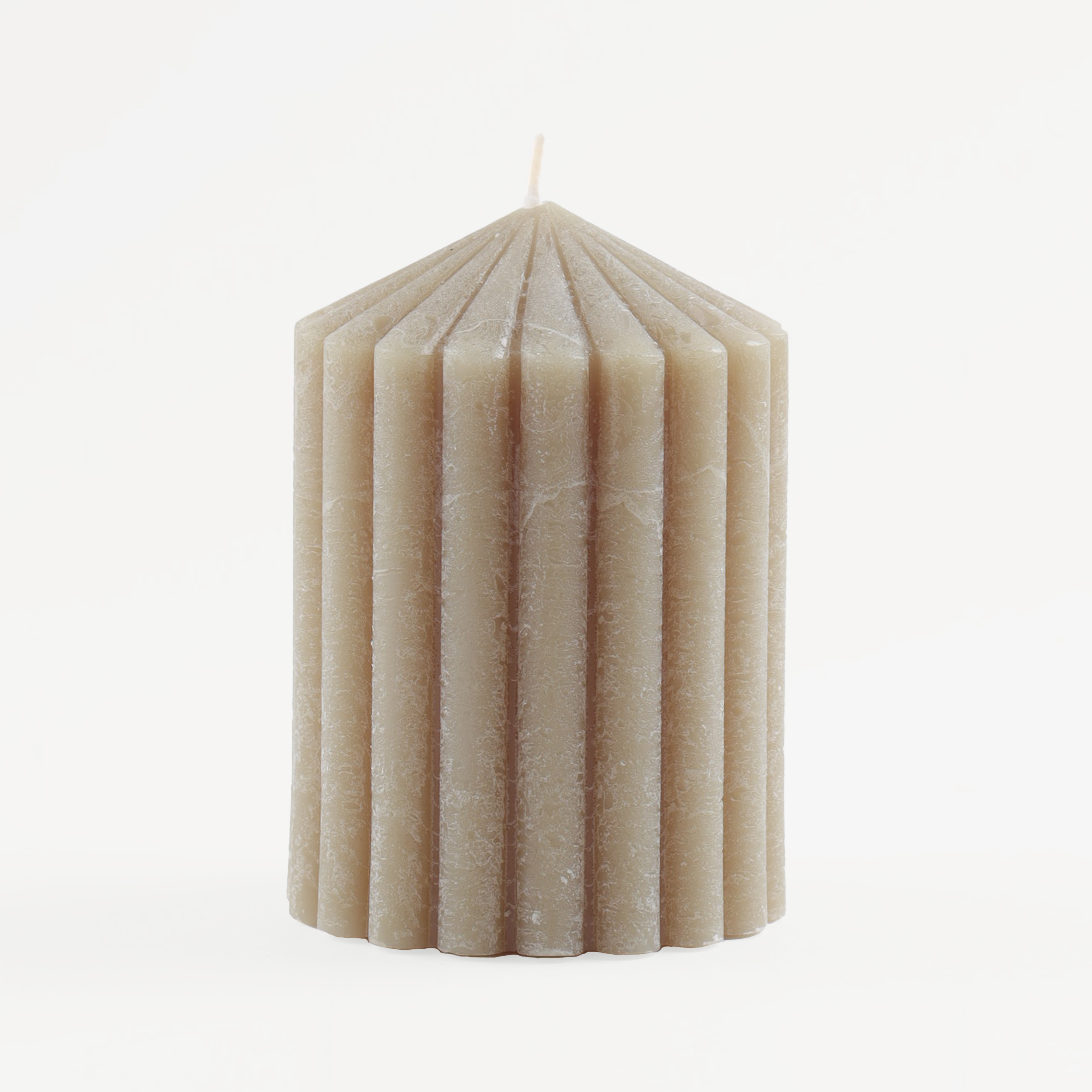 Шам, 11 см, цилиндр тәрізді, жасыл, Ribbed candle, image-0