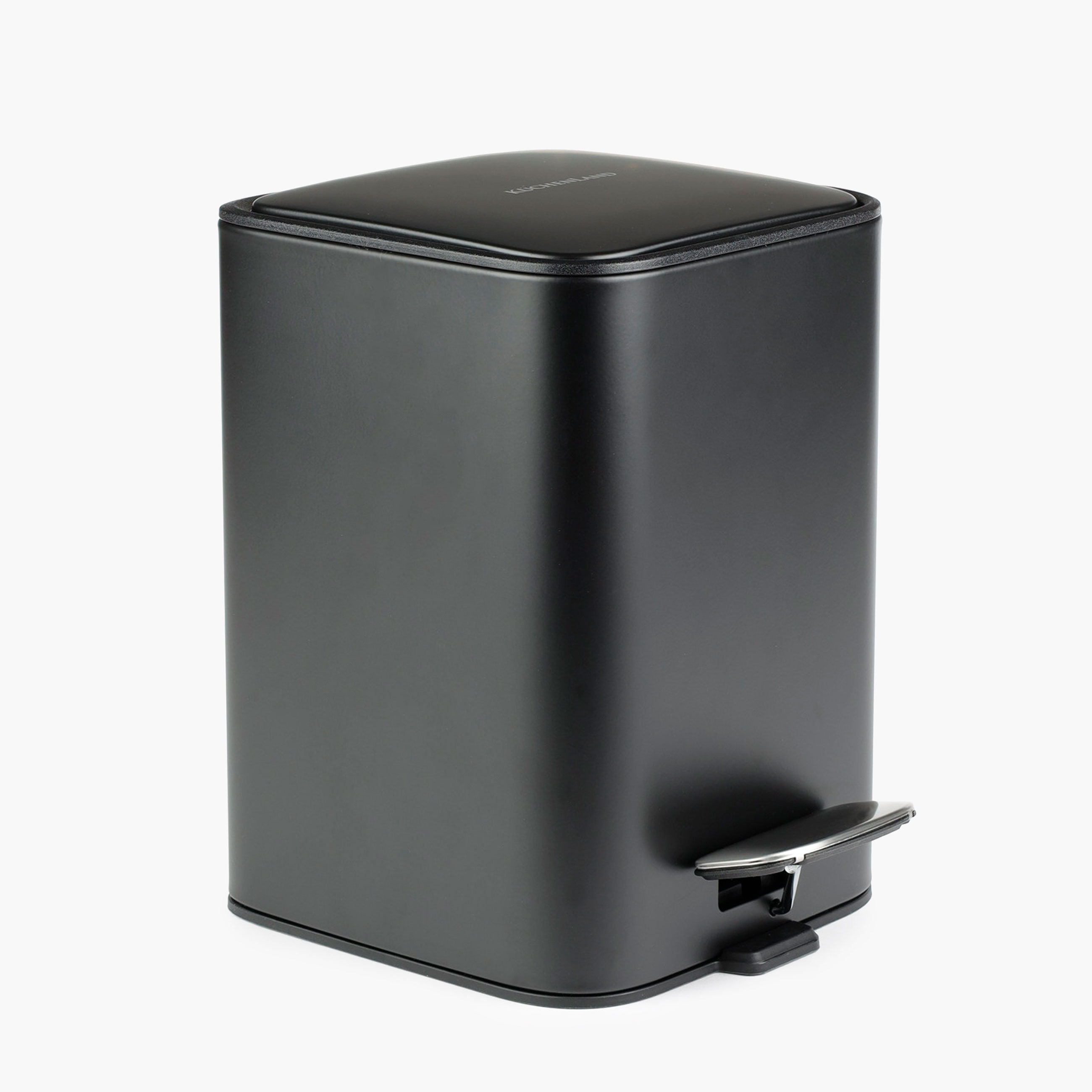 Қоқыс салғыш, 3 л, педальмен, металл, шаршы, қара, Total black, image-0