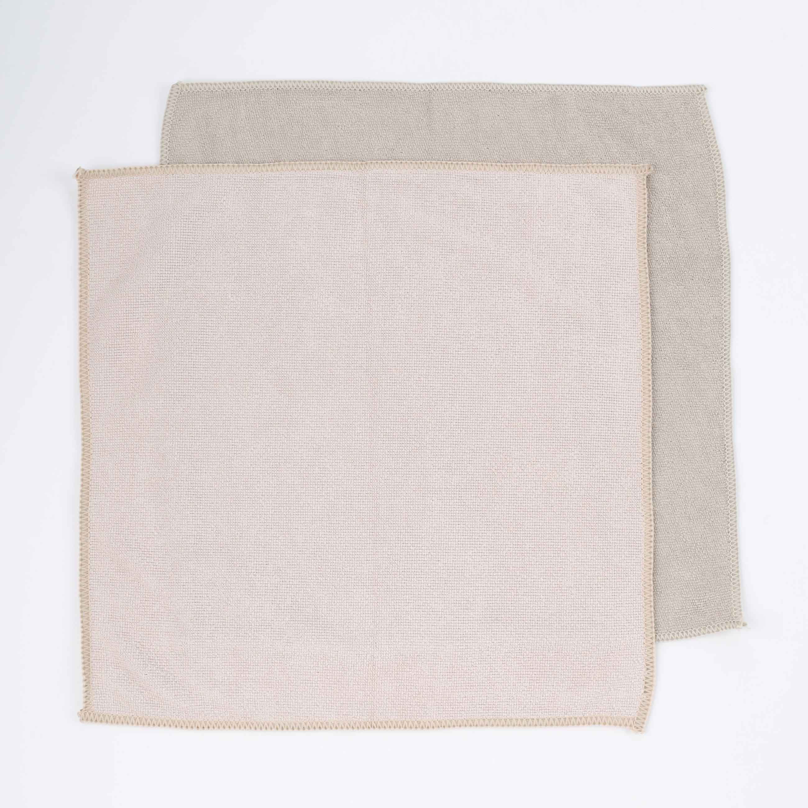 Тряпка универсальная, 30x30 см, 2 шт, микрофибра, бежево-розовая/серая, Clean, image-1