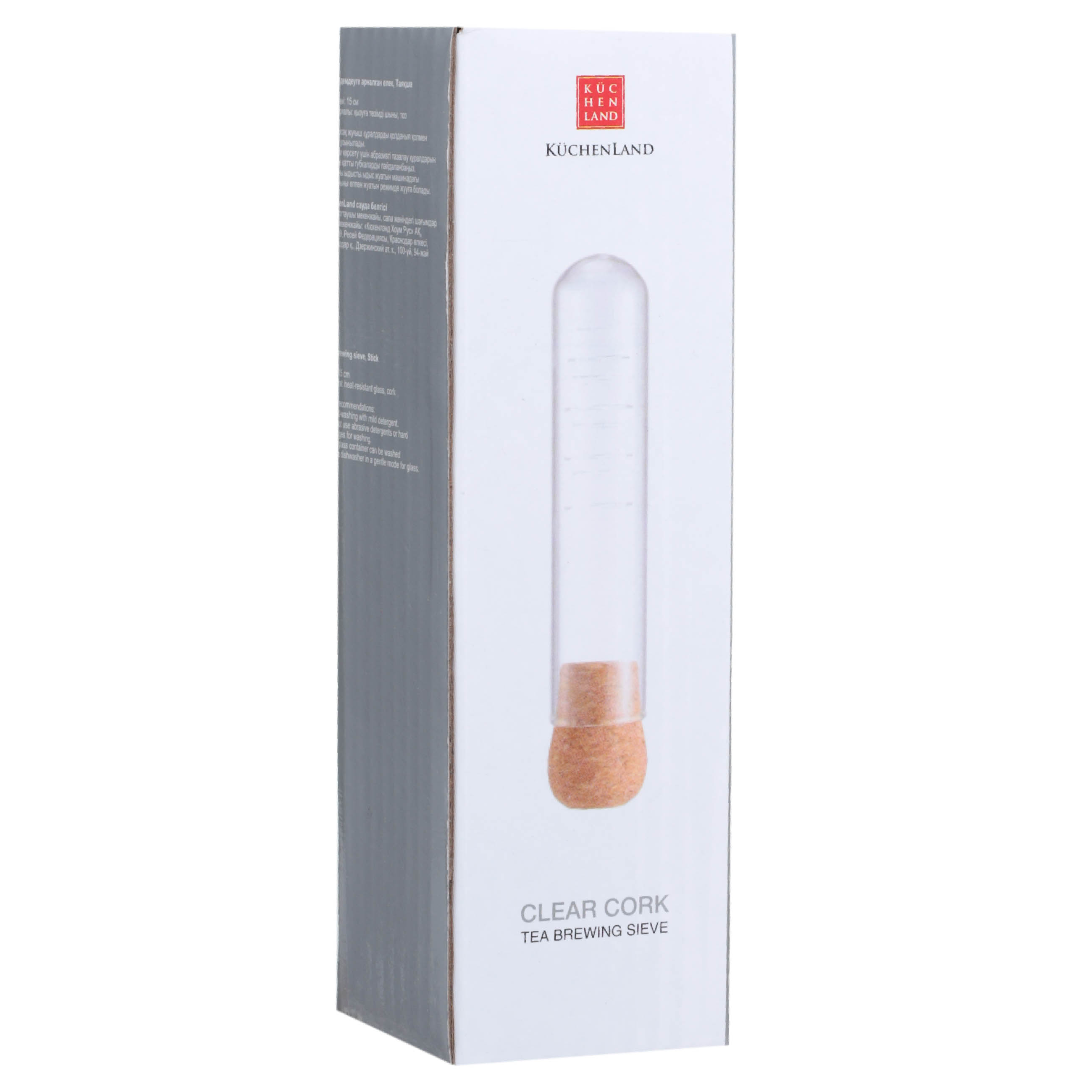 Сито для заваривания чая, 13 см, стекло Б/пробка, Стик, Clear cork, image-2