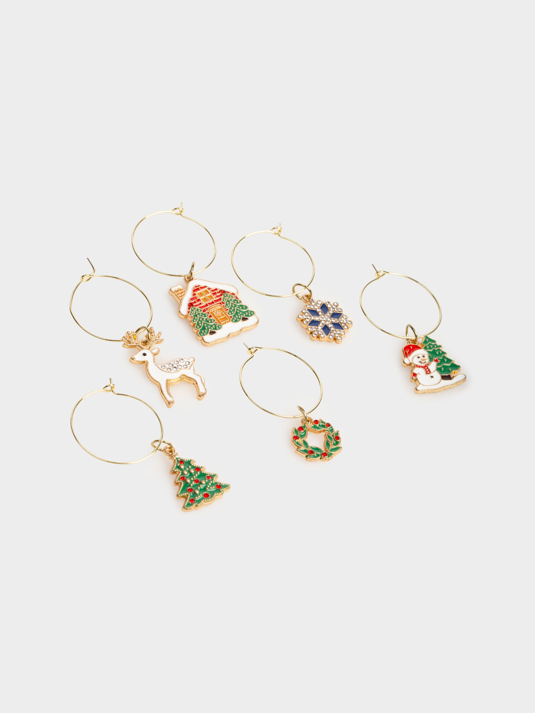 Бокал салпыншағы, 6 дана, металл/страздар, Ойыншықтары бар шырша, Christmas time, image-1