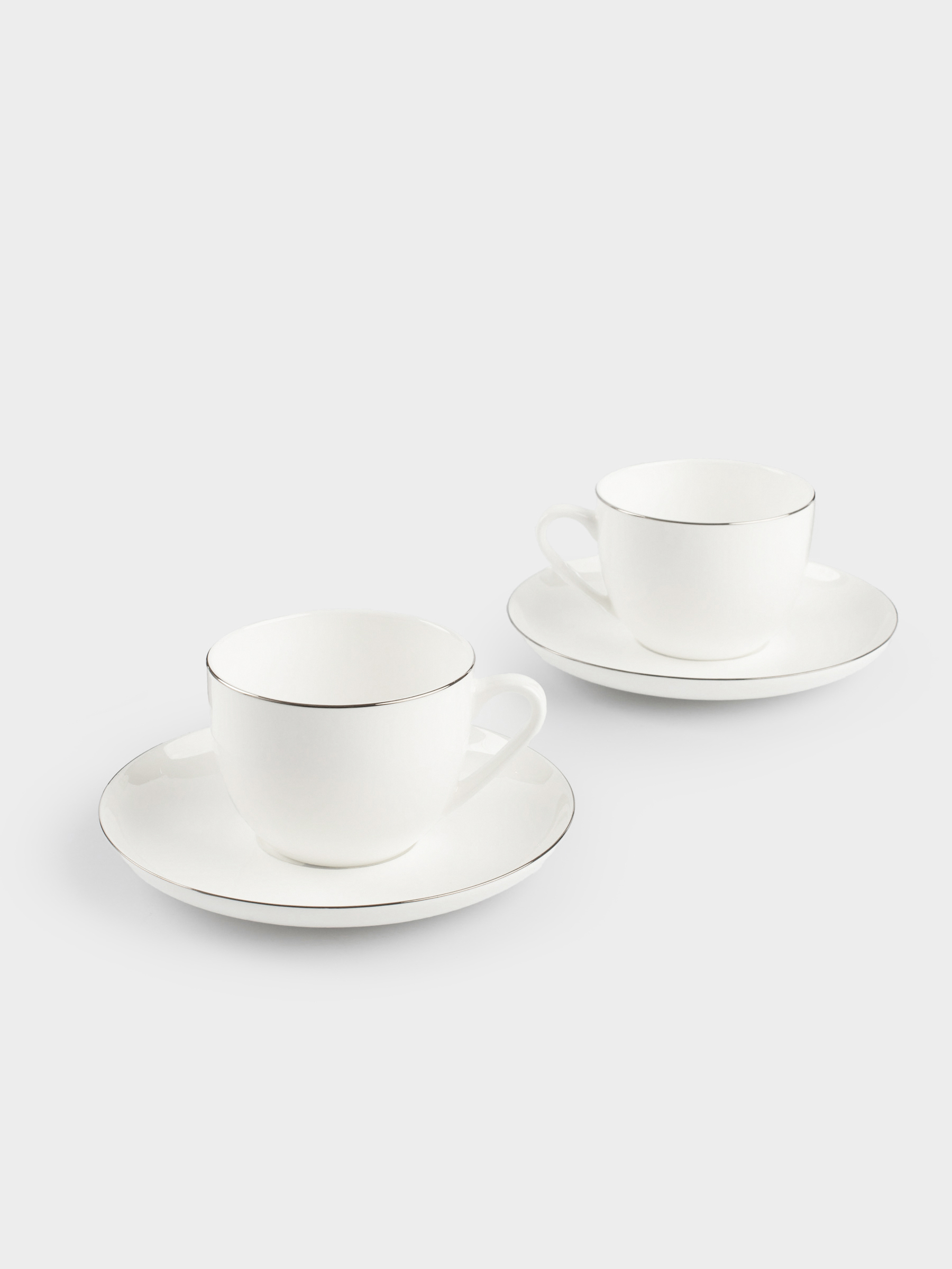 Шай жұбы, 2 тұлға, 4 зат, 250 мл, F фарфоры, ақ, Ideal silver, image-0