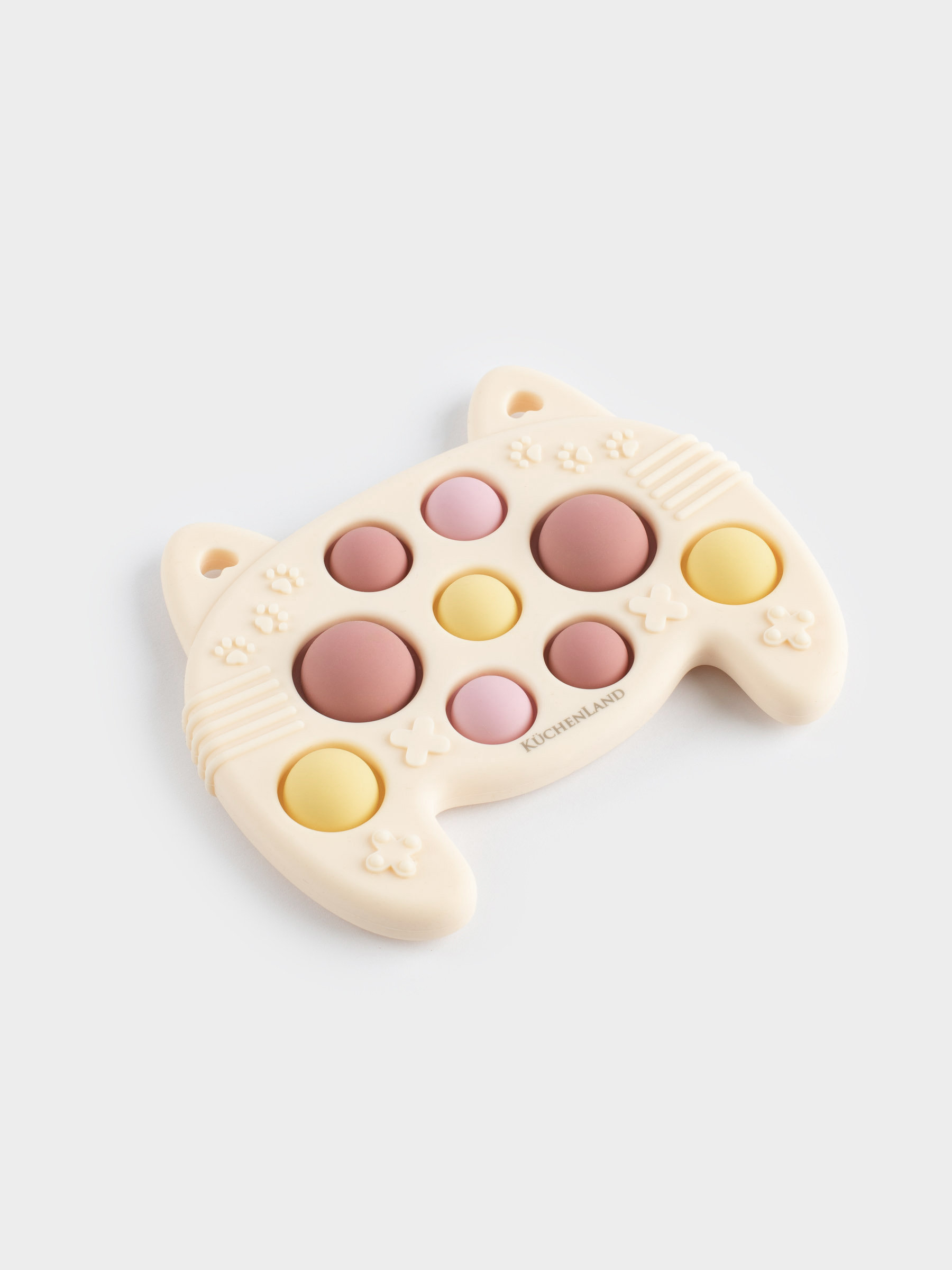 Игрушка развивающая, 10х8 см, пластик/силикон, бежевая, Кот-игровой пульт, Pop-it, image-2