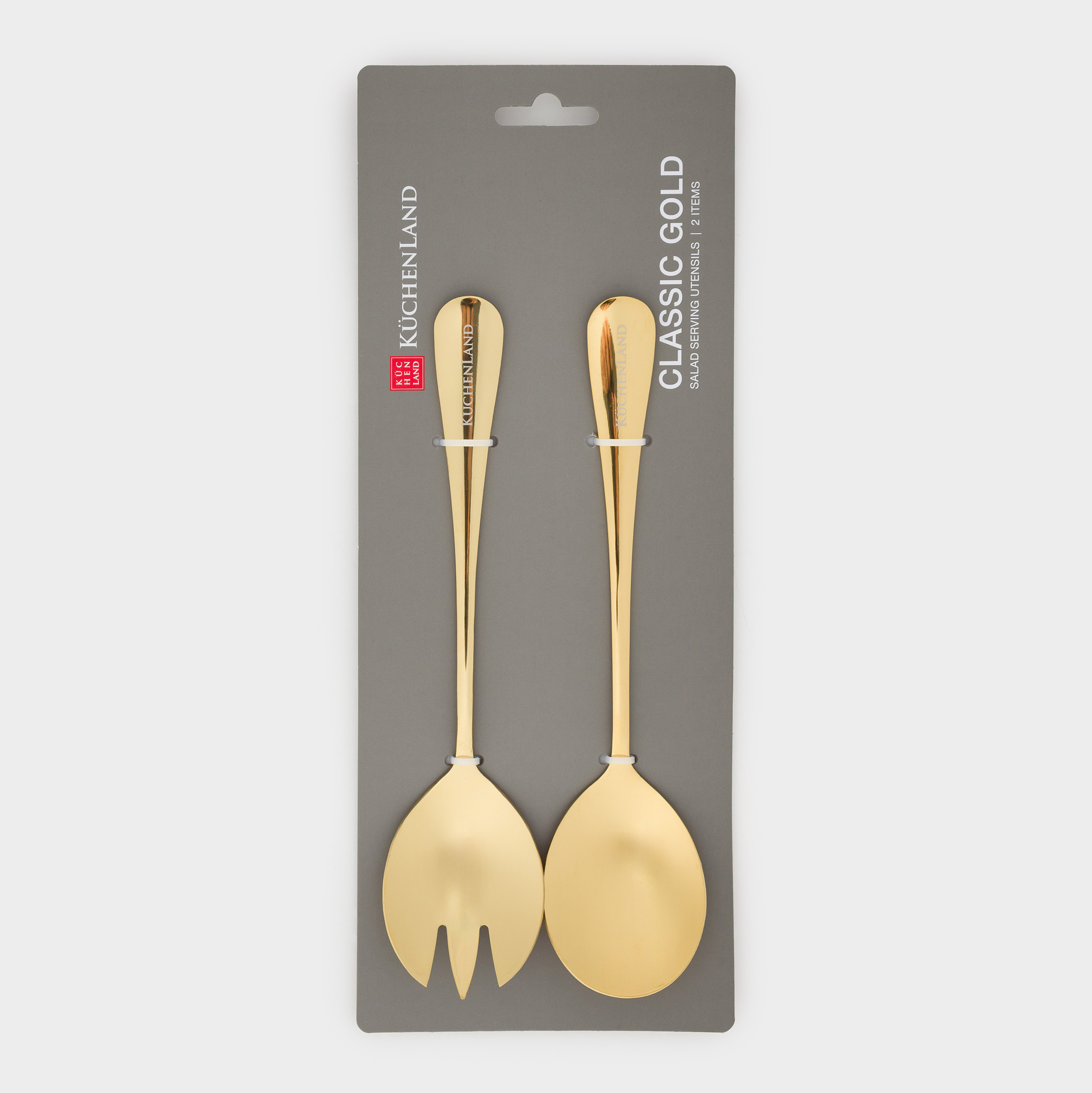 Приборы для сервировки салата, 20 см, 2 пр, ложка/вилка, сталь, золотистые, Classic gold, image-4