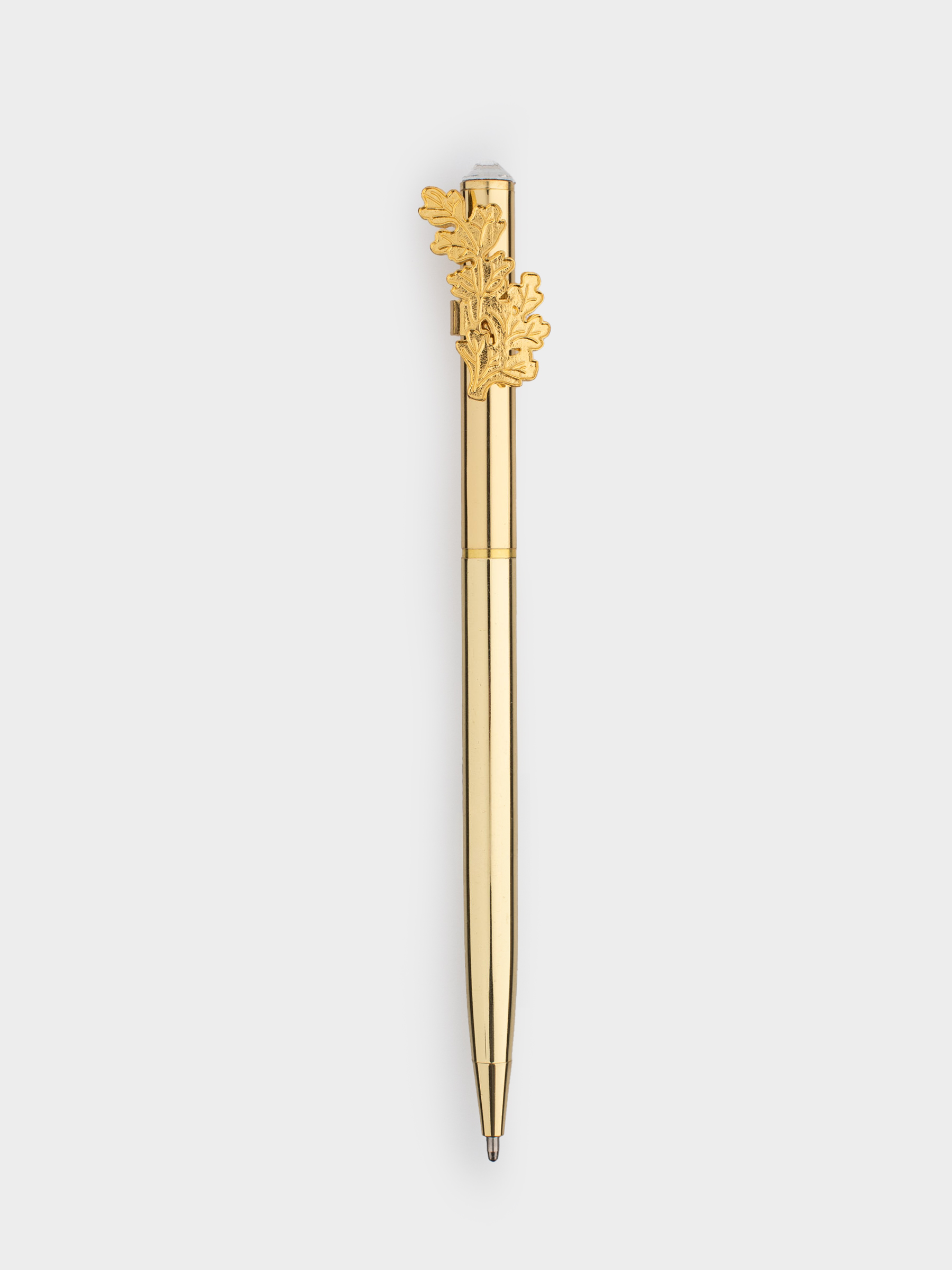 Ручка шариковая, 15 см, с фигуркой, сталь, золотистая, Листья, Draw figure, image-1