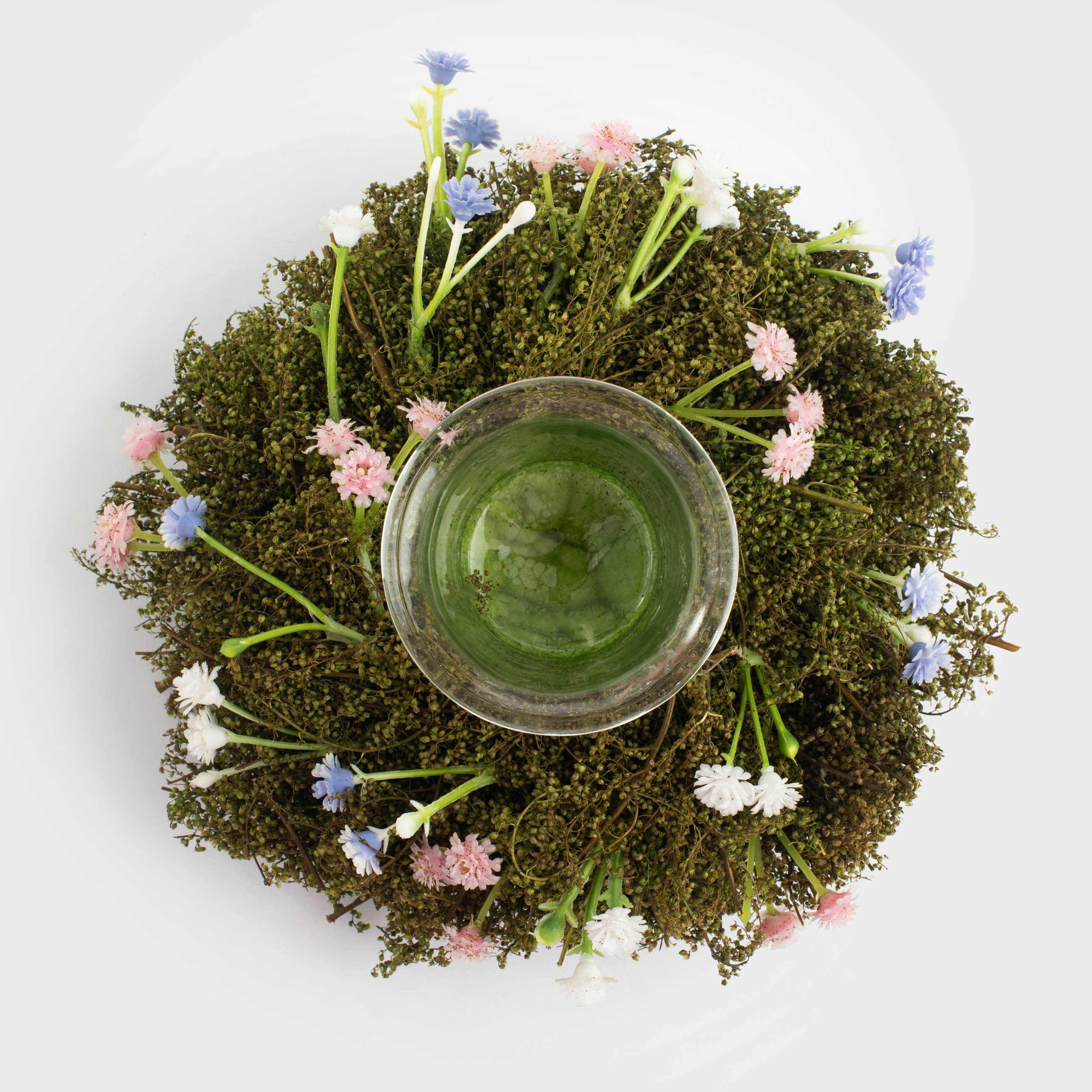 Подсвечник, 16 см, для чайной свечи, стекло/полынь, Незабудки, Delicate posy decor, image-0