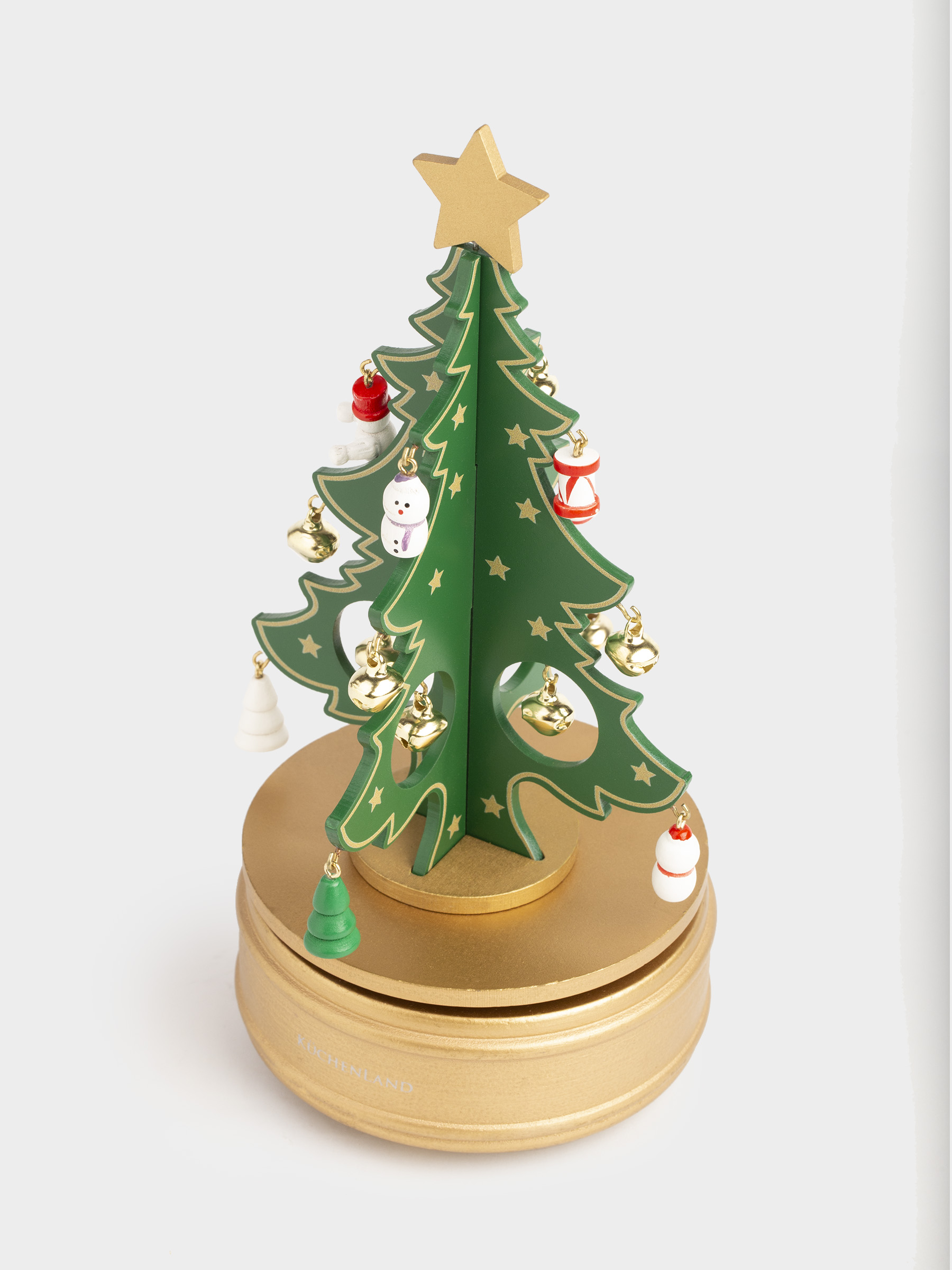 Статуэтка музыкальная, 24 см, с подвесками, заводная, МДФ, зеленая, Ель, Christmas style, image-2