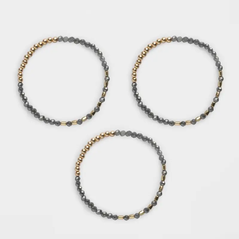 Браслет, 17 см, 3 шт, акрил/пластик, коричневый, Jewelry, image-0