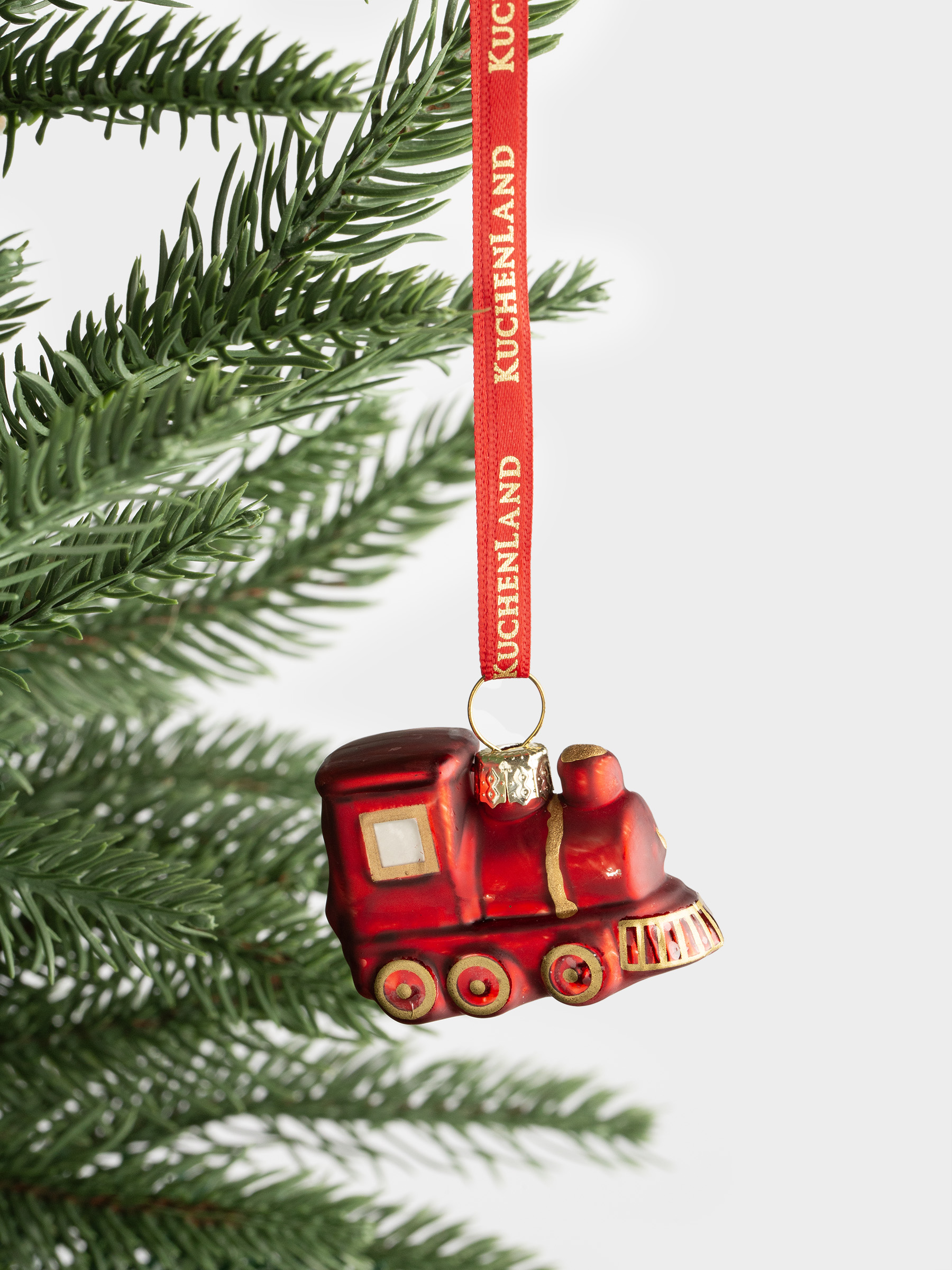 Шырша ойыншығы, 4 см, шыны, жылтырақтары бар, қызыл, Паровоз, Figure christmas, image-4