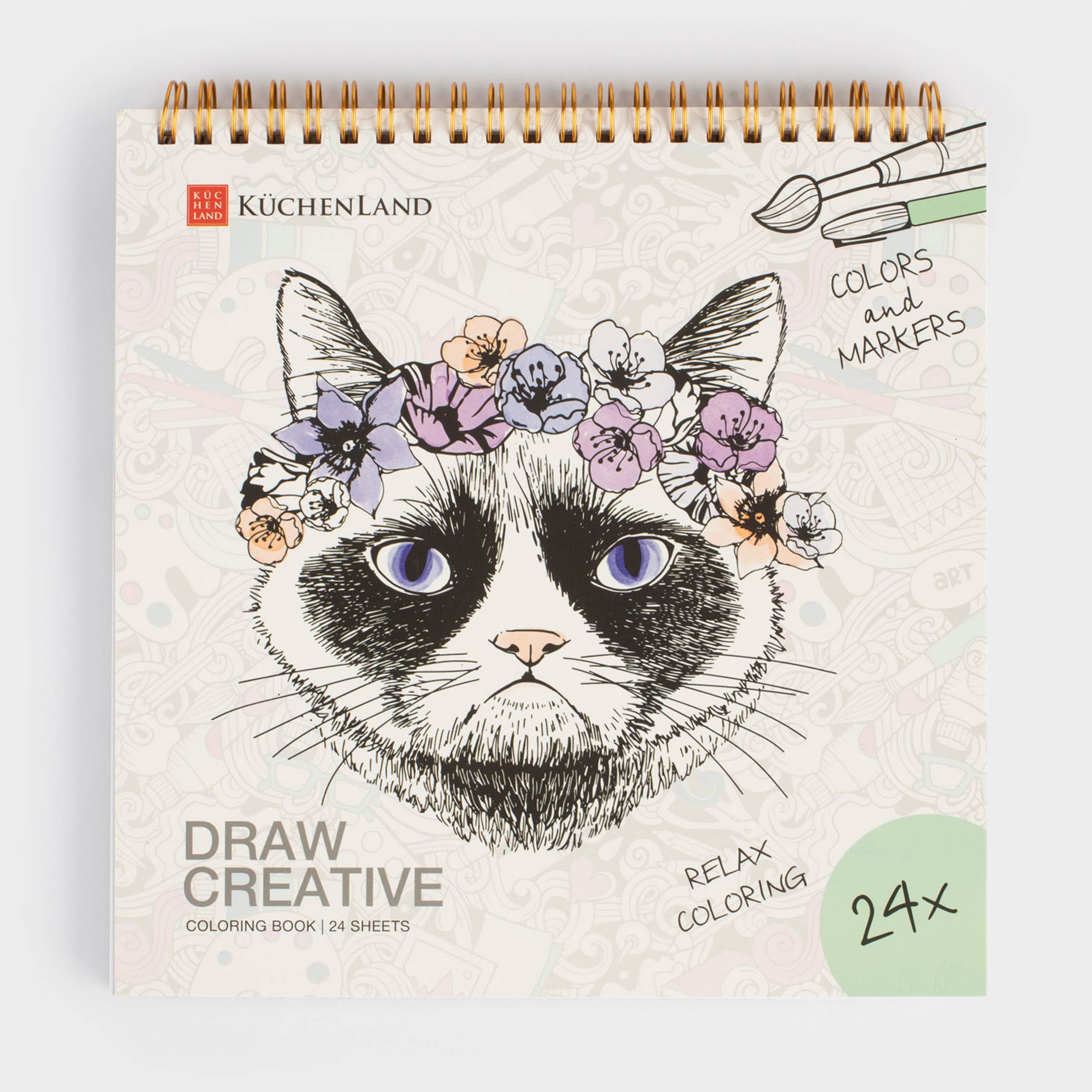 Бояуға арналған Альбом, 21х21 см, 24 парақ, сақиналарда, романс, Draw, image-0