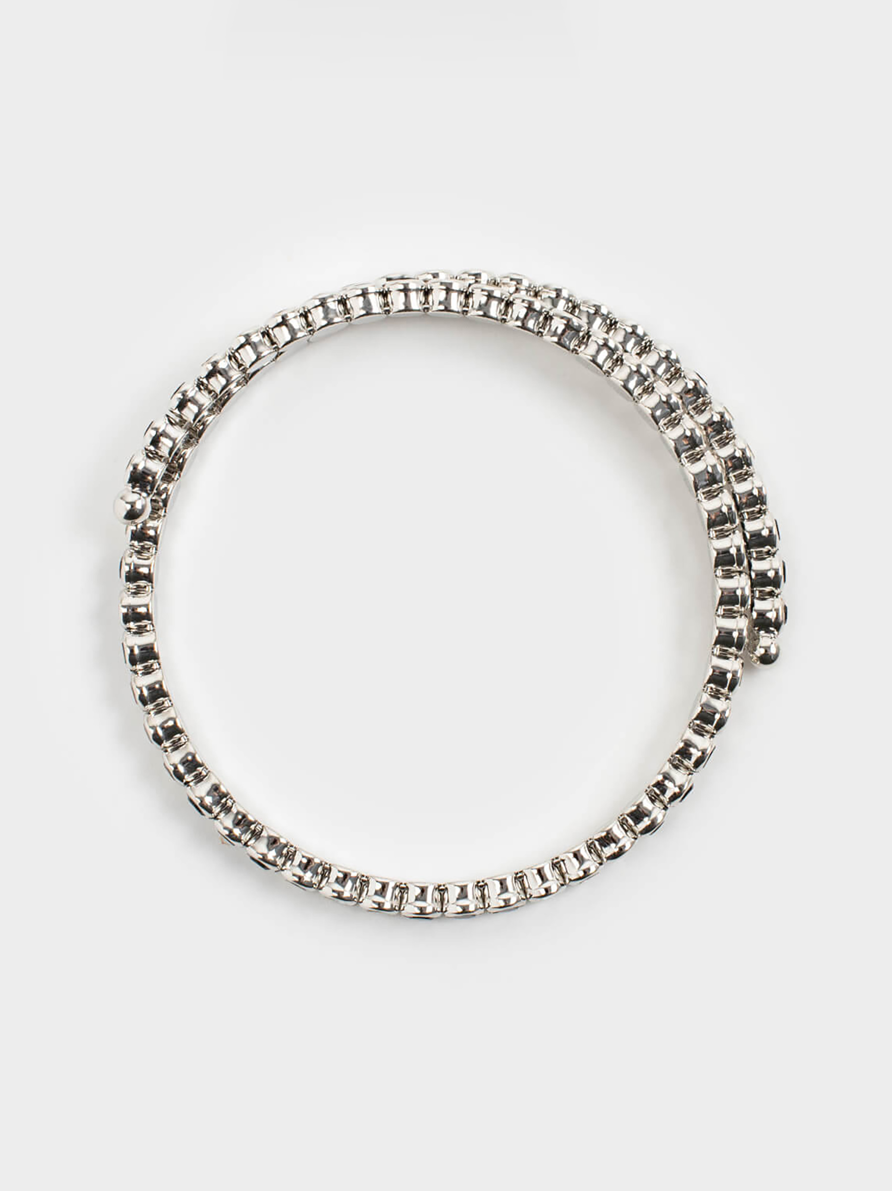 Браслет-спираль, 20 см, металл/стразы, зелено-серебристый, Кристаллы, Jewelry, image-1